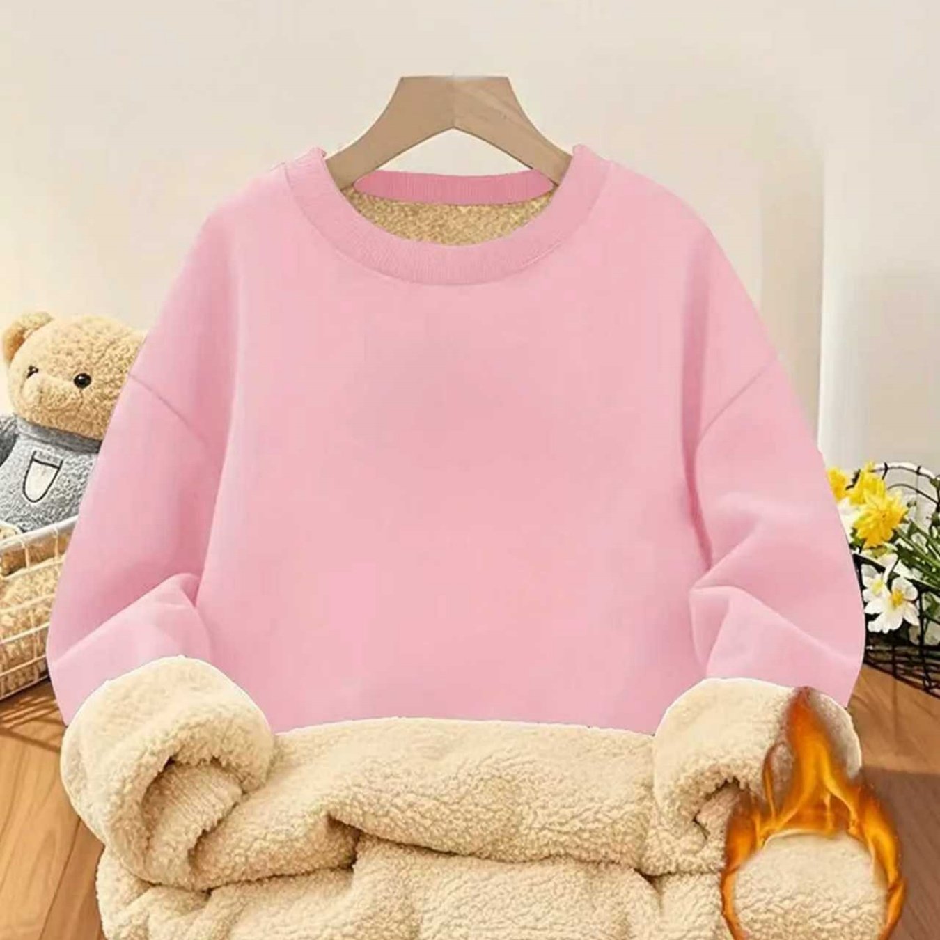 TEMU Women's Autumn Winter Casual Thick Fashion Comfortable Printed Long Sleeve Crew Neck Sweatshirt, Winter Clothing, Loungewear, Cozy Apparel,