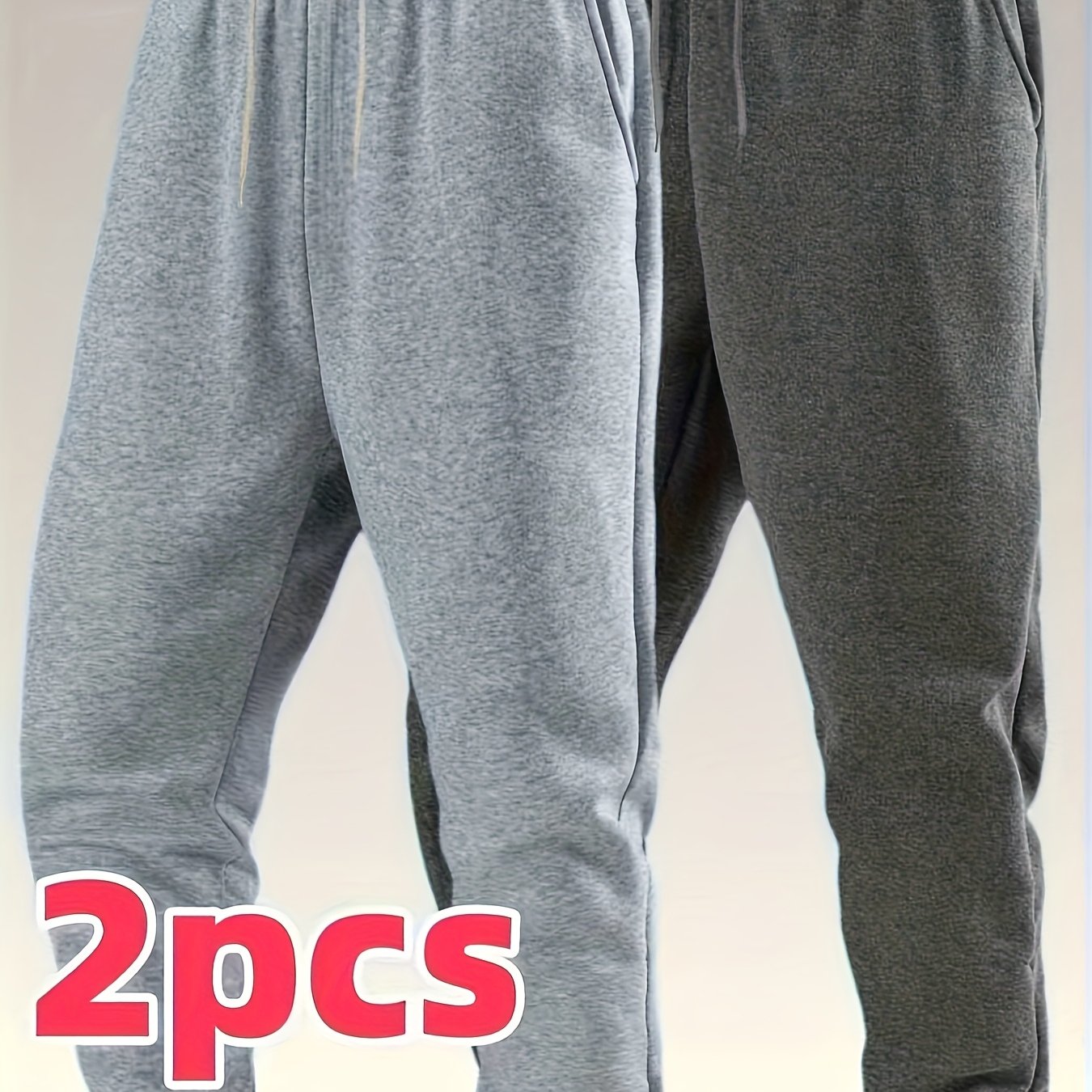 TEMU 2pcs Men's Casual Trousers With Elastic Waistband And Drawstring, Suitable For Daily Life, Work, Leisure, Running, Fitness, Dating, Etc, New