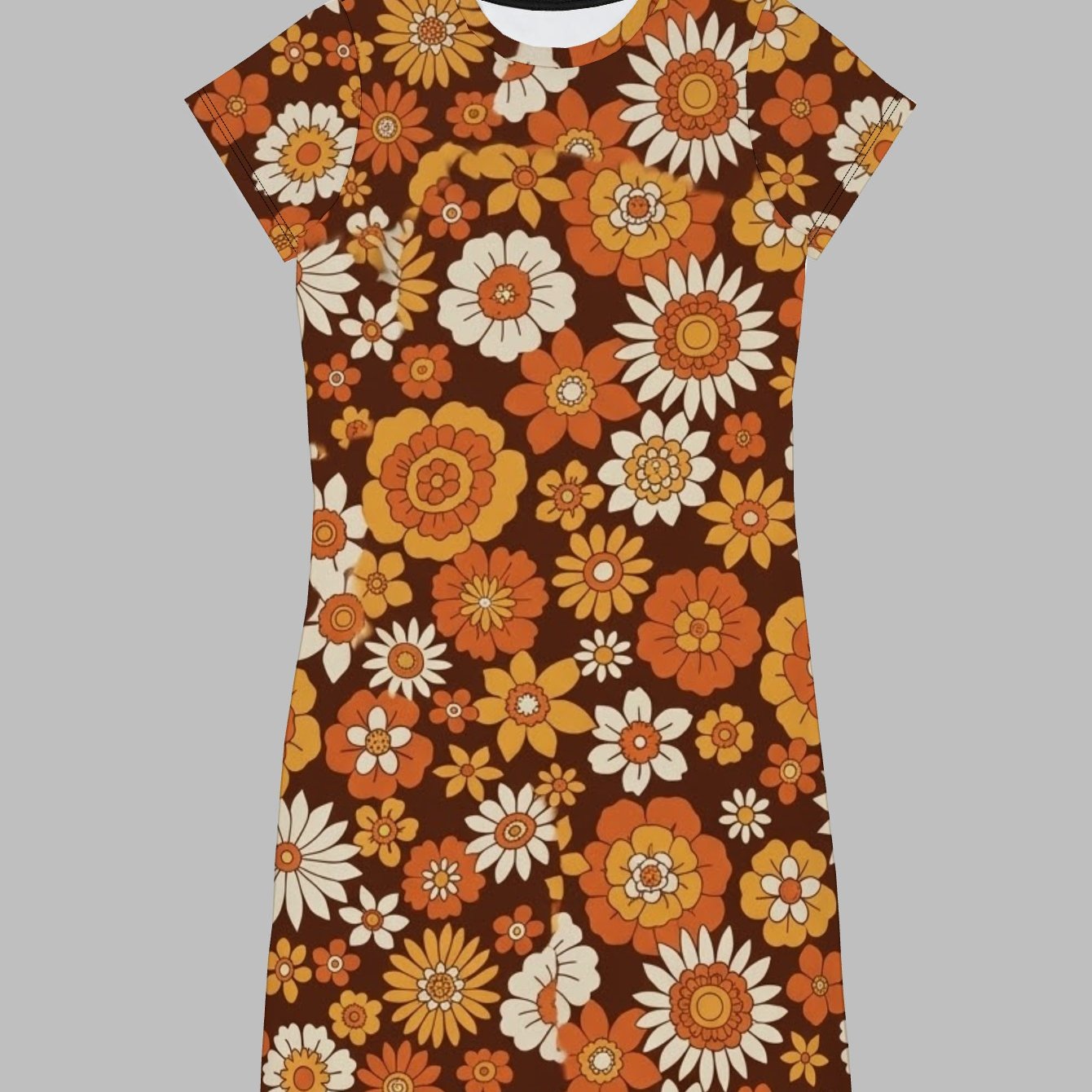 TEMU Seventies Floral Scatter 72 Coded Women's T-shirt Dresses