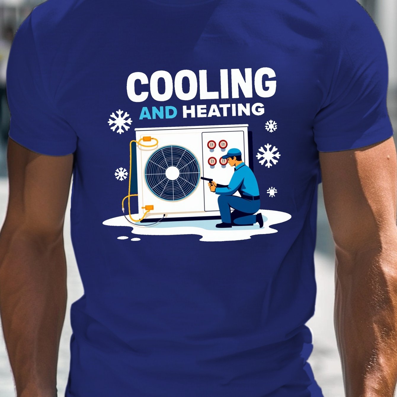 TEMU Camiseta de en Refrigeración y Calefacción, Cuello Manga Corta para Hombre, T-Shirt Casual y Cómoda para el Verano