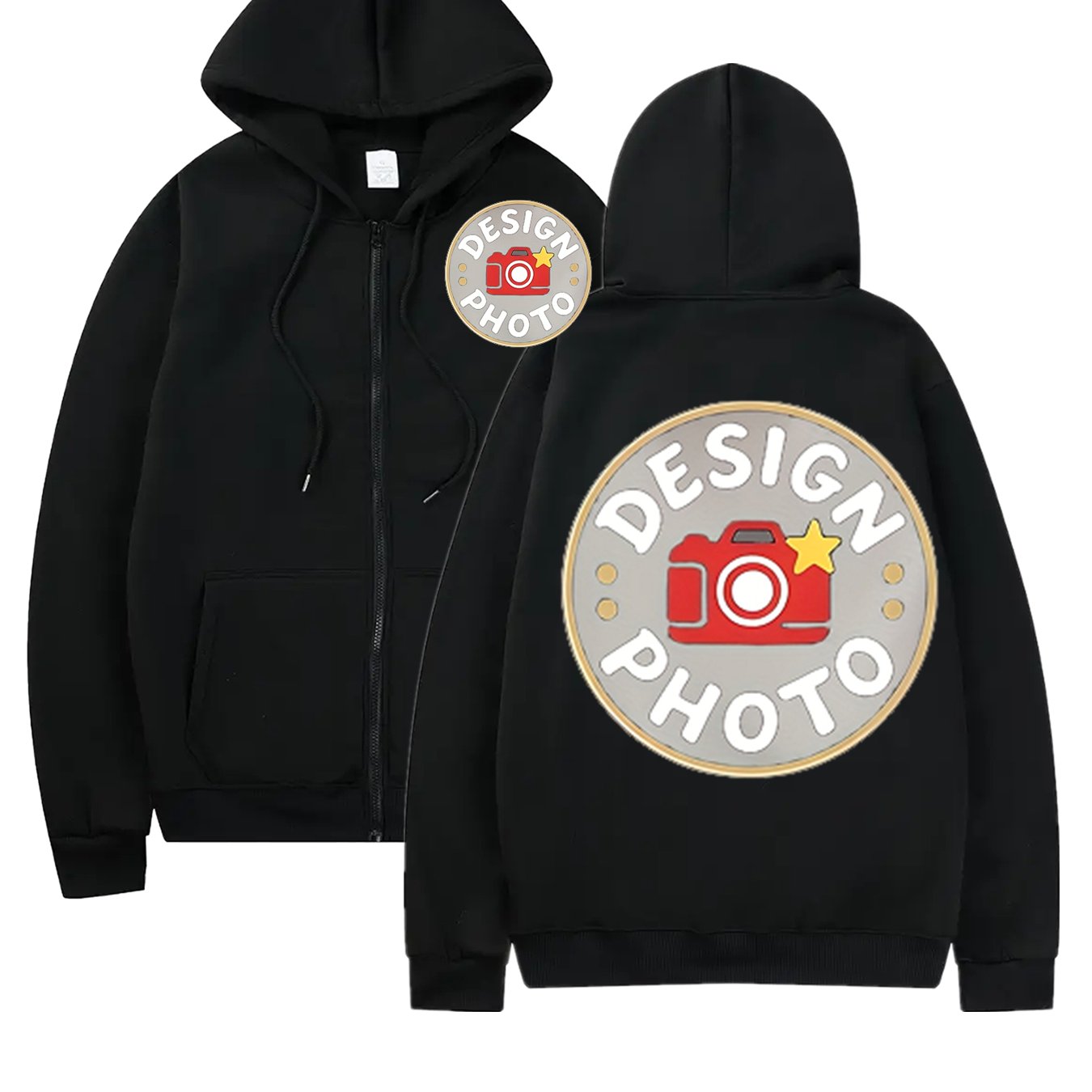 TEMU Custom Your Own Design Zipper Hoodies Fleece Lined Solid Oversize Personalized Printed Text Photo Logo Sweatshirt