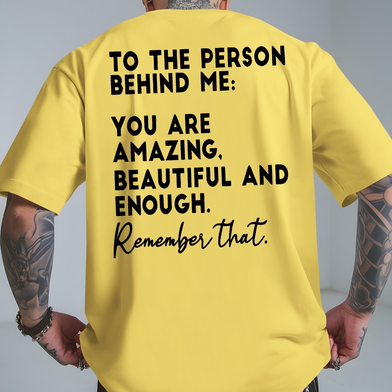 TEMU Men's Summer Patterned T-shirt - ", Beautiful And Enough" Print, Casual Round Neck Short Sleeve Tee, Ideal For Beach Vacations, Flexible Style,