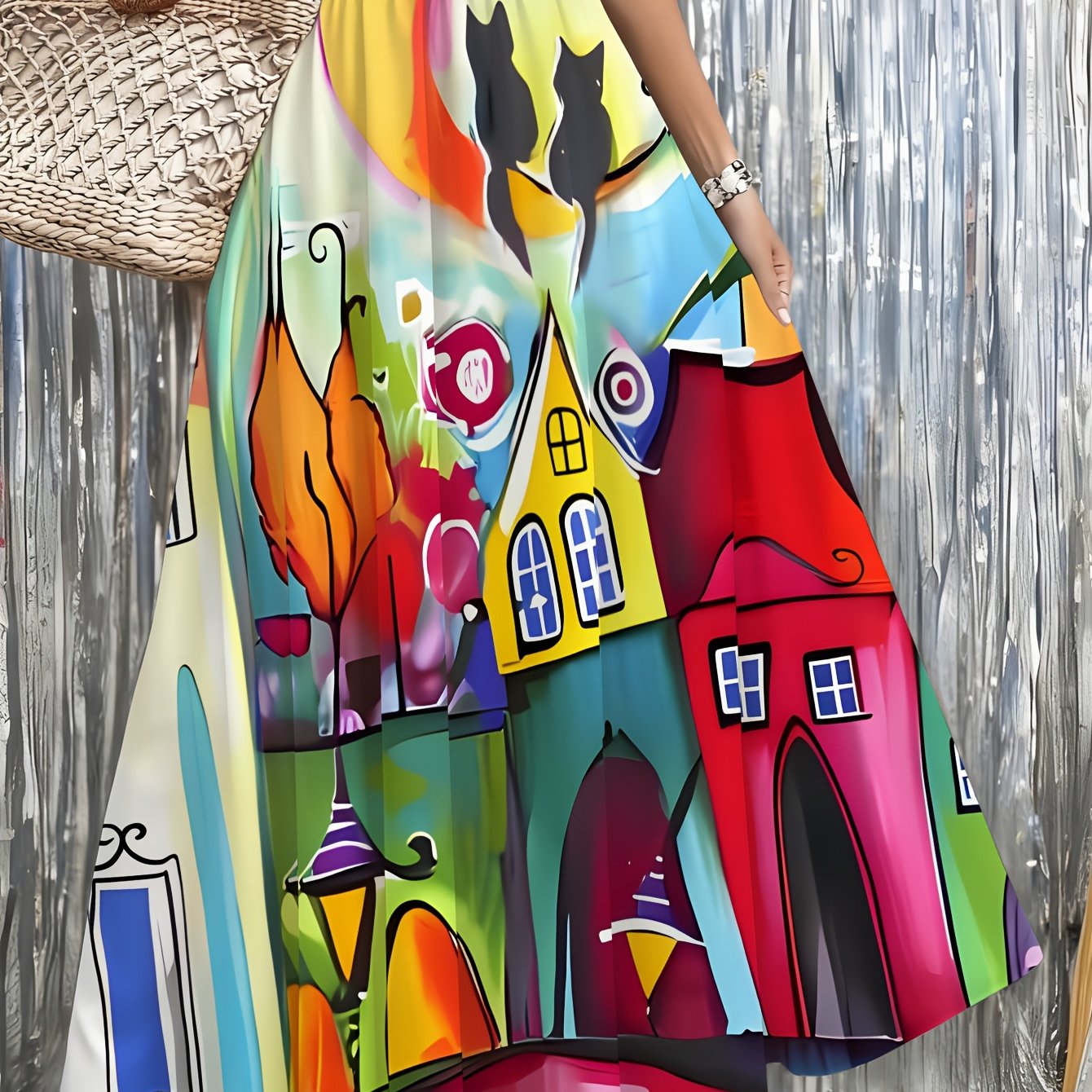 TEMU A Women's Skirt Featuring -patterned Pockets, Perfect For The Beach, Garden, Parties, Or Casual . Made From , A Stylish For Summer Festivals