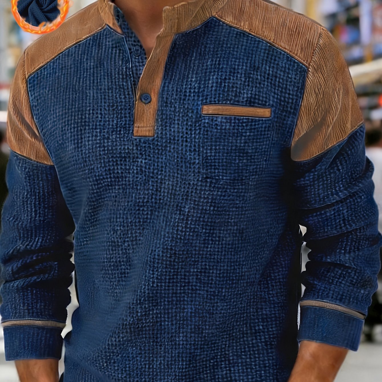 TEMU Men's American-style Casual Collar Shirt With A Half- Design, Retaining The Smart And Neat Look Of A Collar. The Addition Of 2 Buttons Enhances