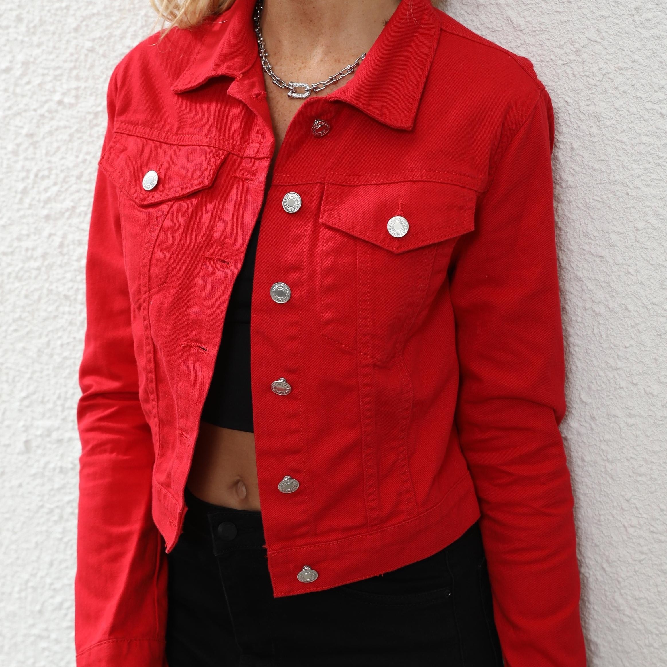 Cowboy Short Red Women's Jacket Slim Temperament Long-sleeved Jacket Women's Casual Versatile Top