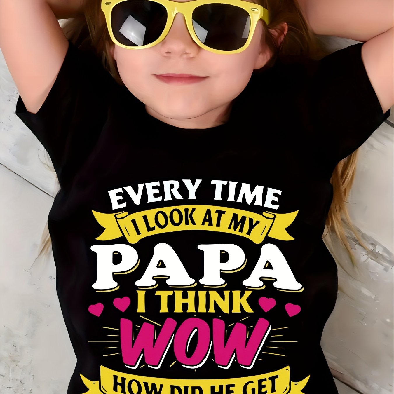 TEMU Time I Look At ... Letter Print Girls' Crew Neck Short Sleeve T-shirt, Girls' Casual And Comfortable Tops For Summer