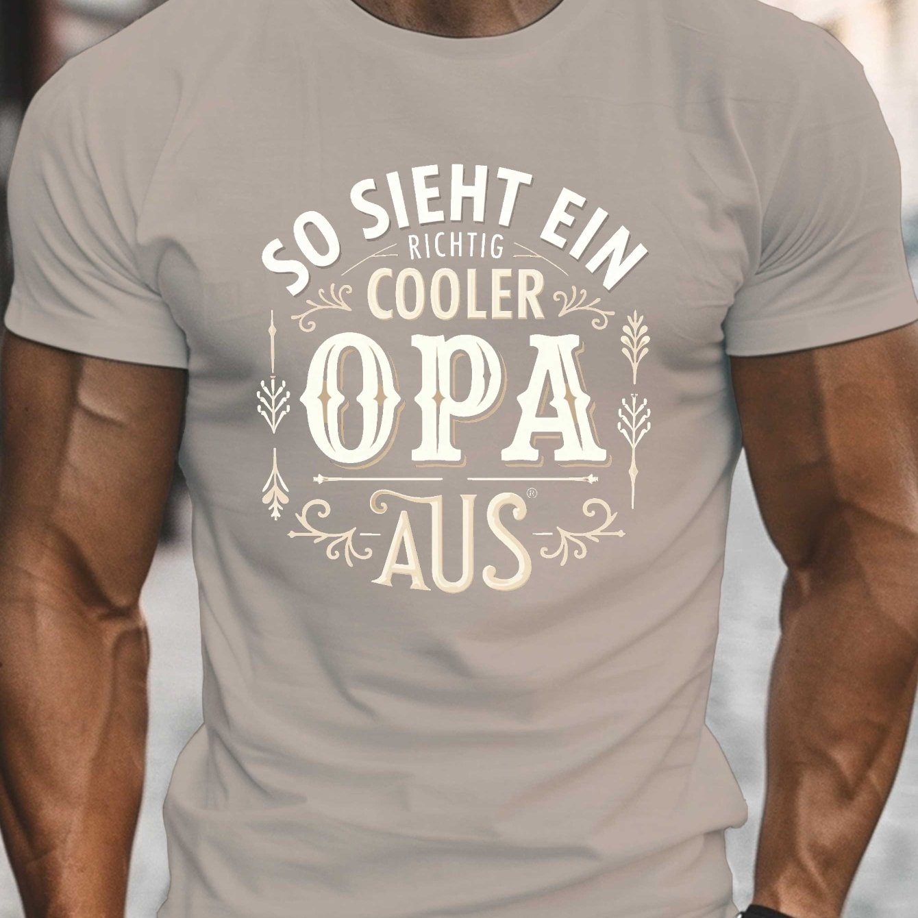 Image of Opa Cool German Grandpa Quote Print, Men's Round Crew Neck Short Sleeve Tee, Casual T-shirtcasual Comfy Lightweight Top For Summer
