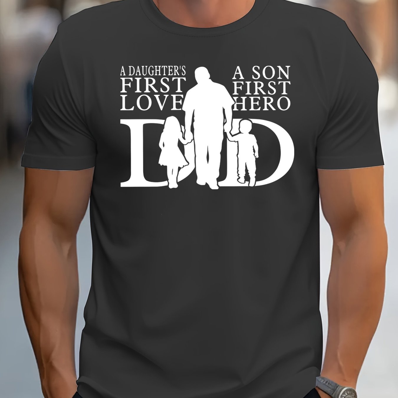 TEMU Dad, , " Men's T-shirt - Casual Crew Neck, Short Sleeve, Fashionable Summer Tee With Print, Lightweight For Casual Attire, Father's Day Clothing
