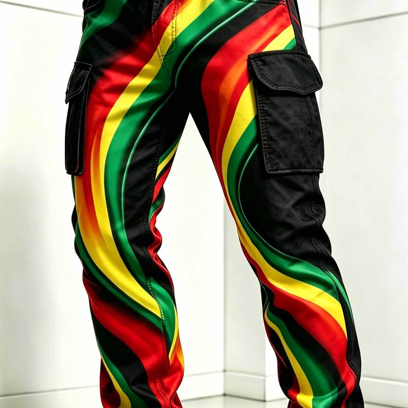 Image of Men's Twill Work Pants With Reggae & Double Pockets - Mid-rise Belt-free Streetwear Trousers, Machine Washable Suitable For Casual Outfits, Urban Style, - Wear (no Belt Included)