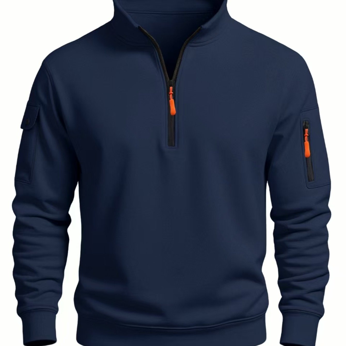 TEMU 's Stylish Casual Versatile Half-zip Collar Sweatshirt With Multiple Practical Pockets, Designed For Autumn And Winter. This Multi-pocket Base