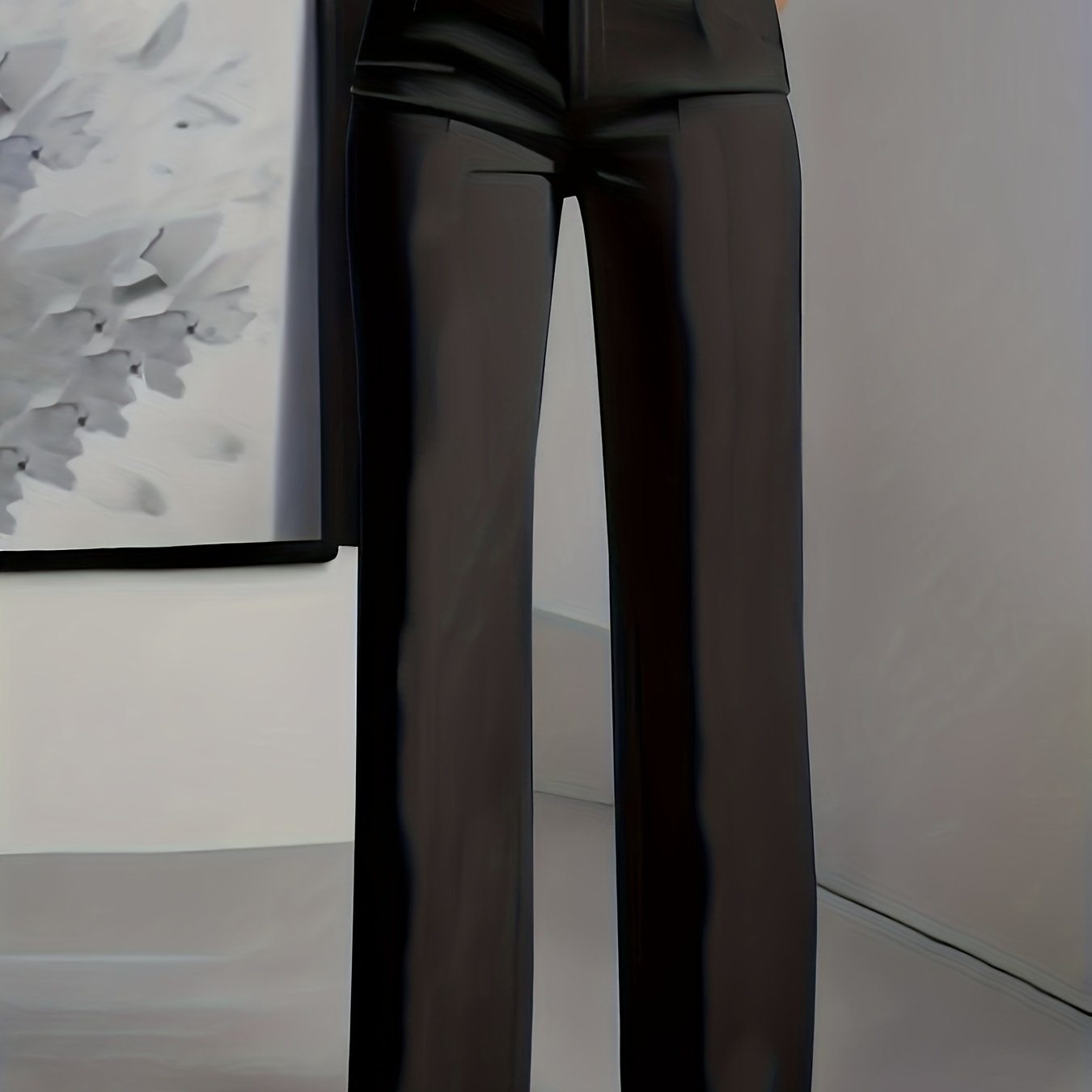 Women's Casual Suit Pants, Elastic Waist Straight-leg Pants