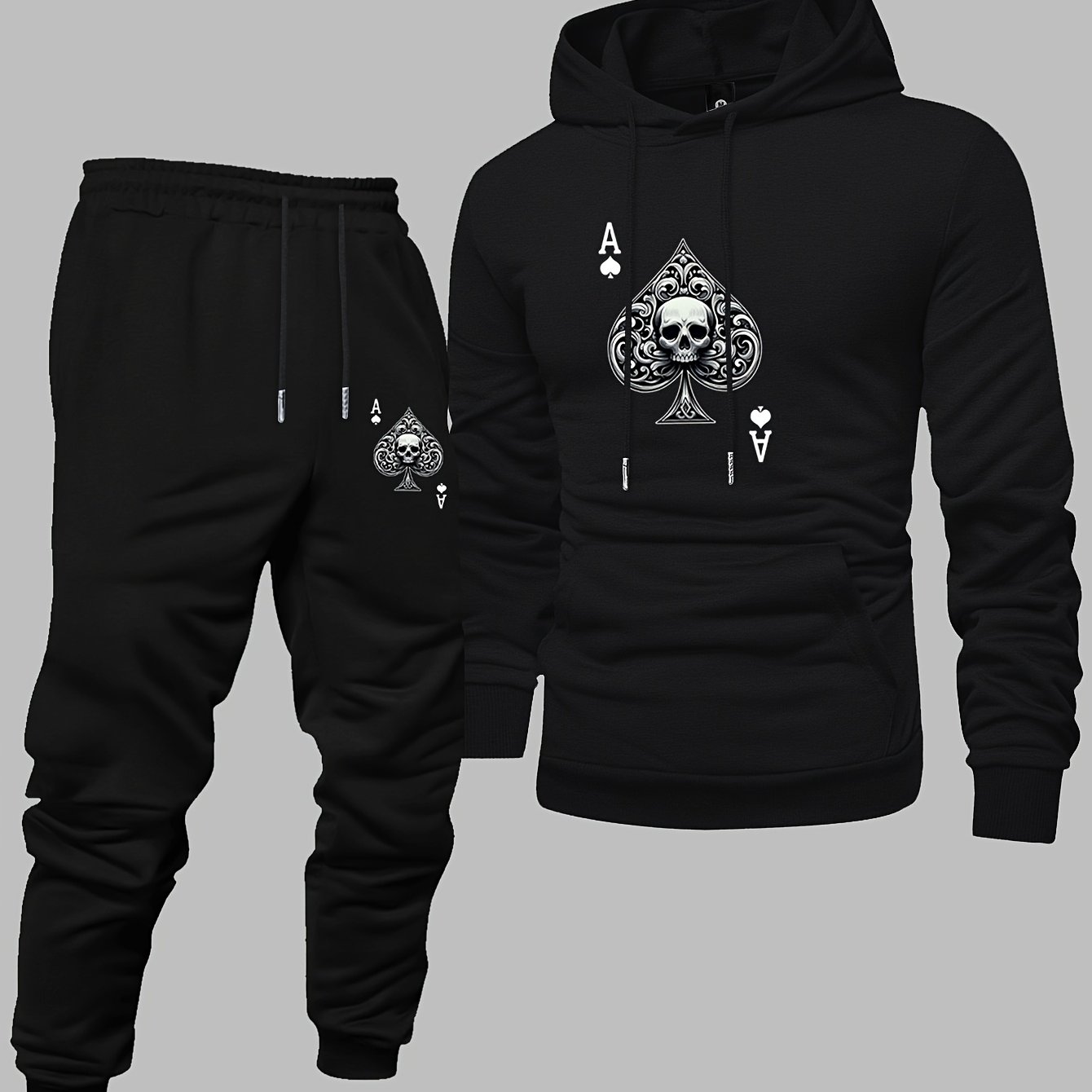 TEMU Trendy Print Thin Men's Fashion Hooded Sweatshirt Long Pants Set