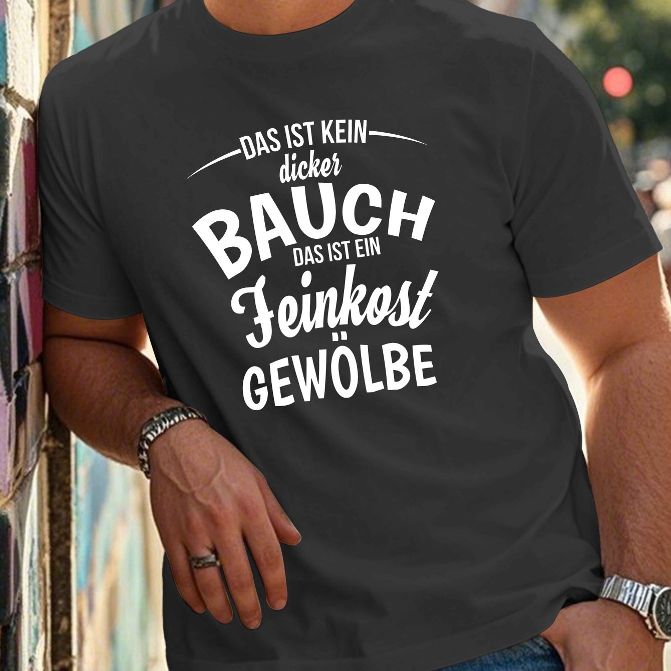 TEMU Lustiges Deutsch Crinkle Plus Size Herren T-Shirt, PLUS SIZE