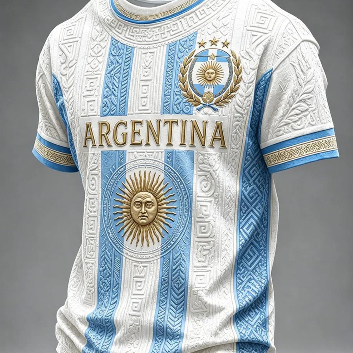 TEMU T-shirt de sport décontracté et tendance pour homme, motif imprimé à rayures verticales, de soleil et lettres, fin et respirant, haut à manches