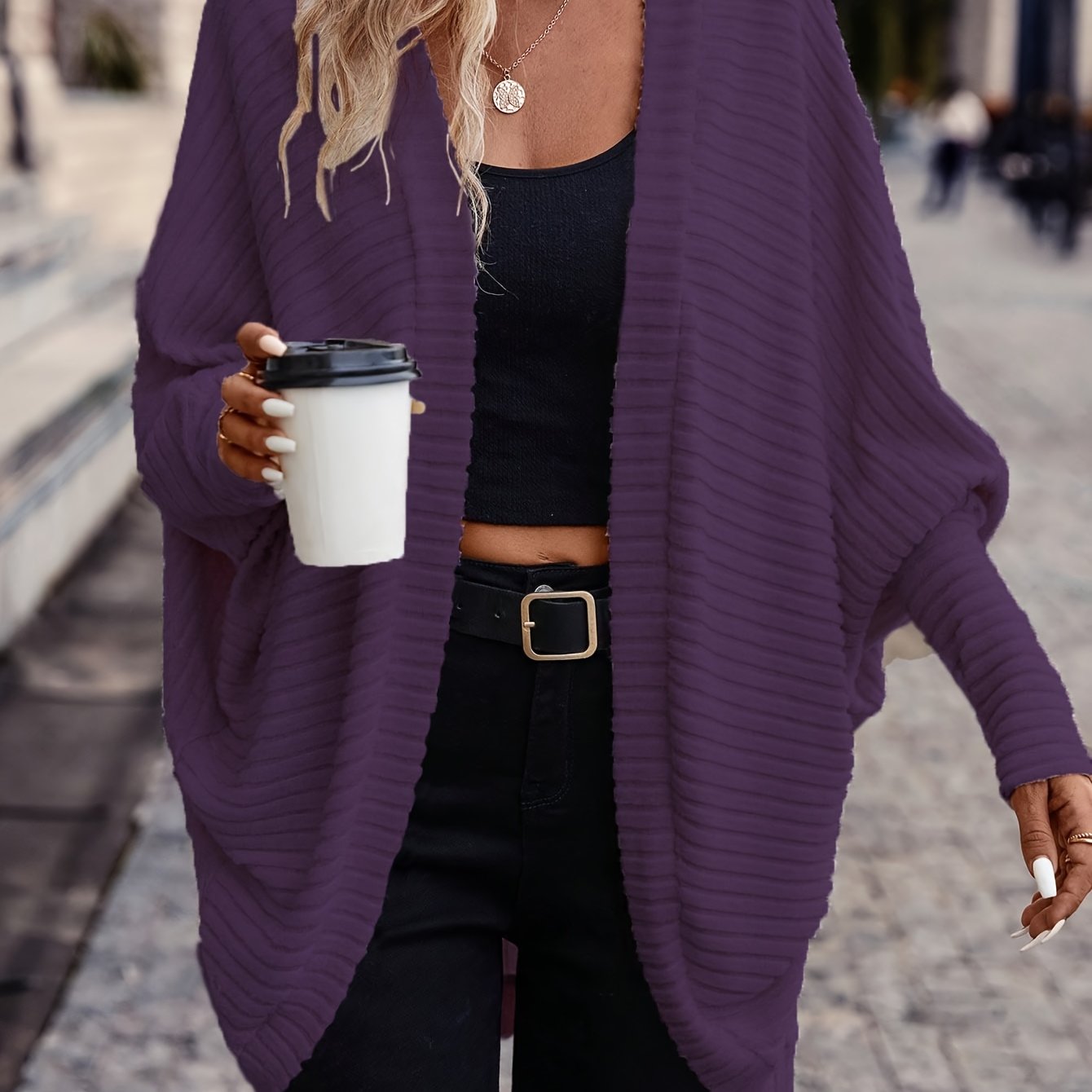E-shop Modische, vielseitige, einfarbige Damen Strickjacke