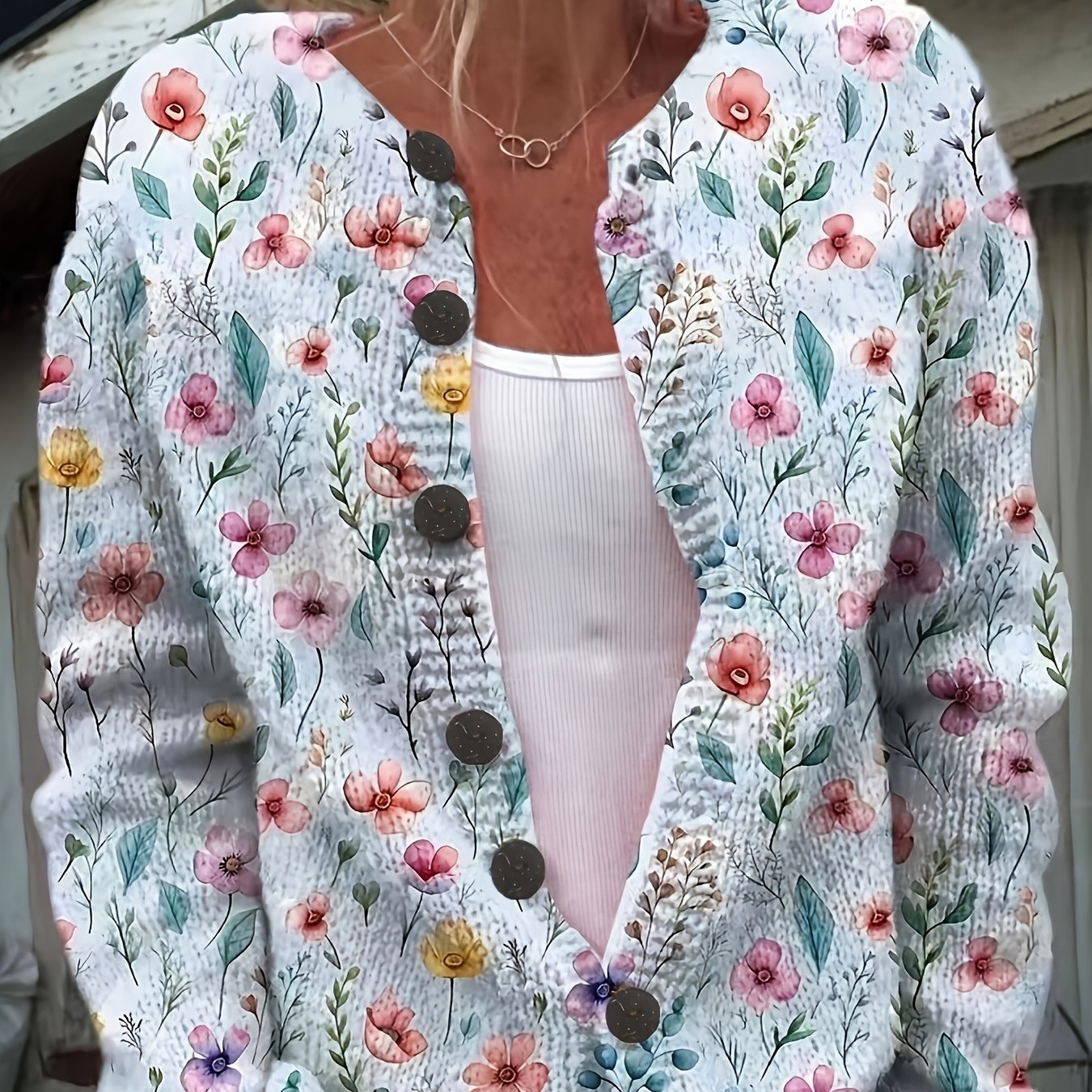 2d Flat Pattern Floral Print Cardigan, Style, 2d Flat