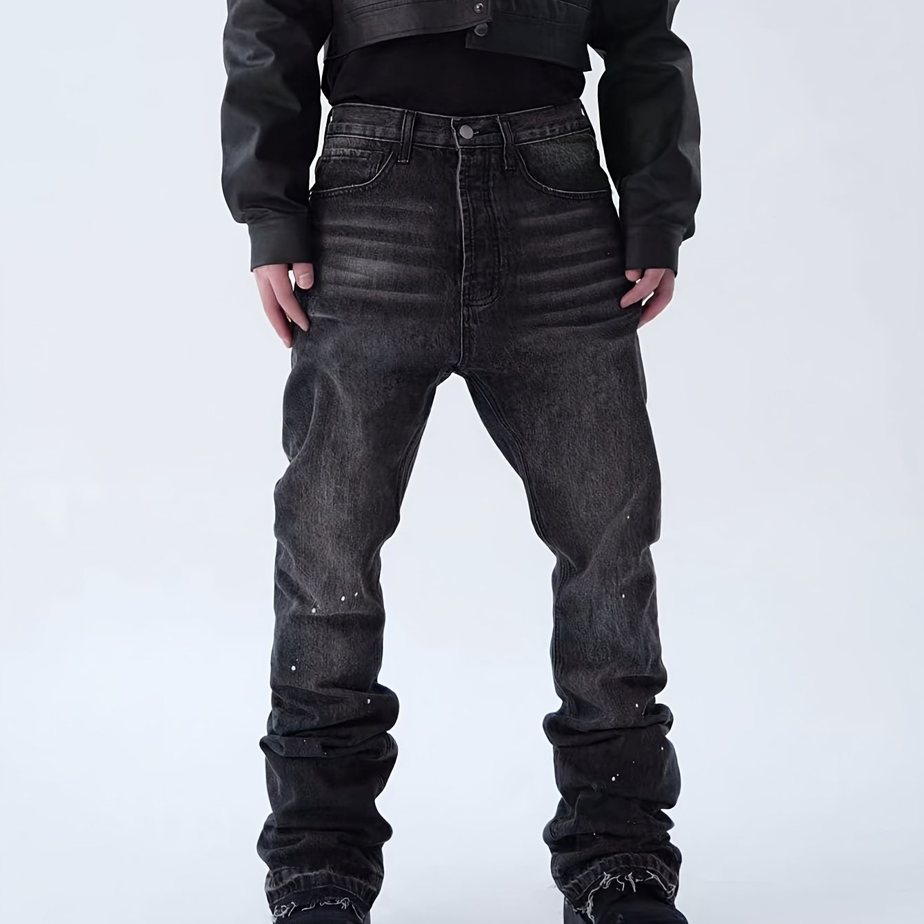 Men's Gray Fashion Loose Straight-leg Jeans