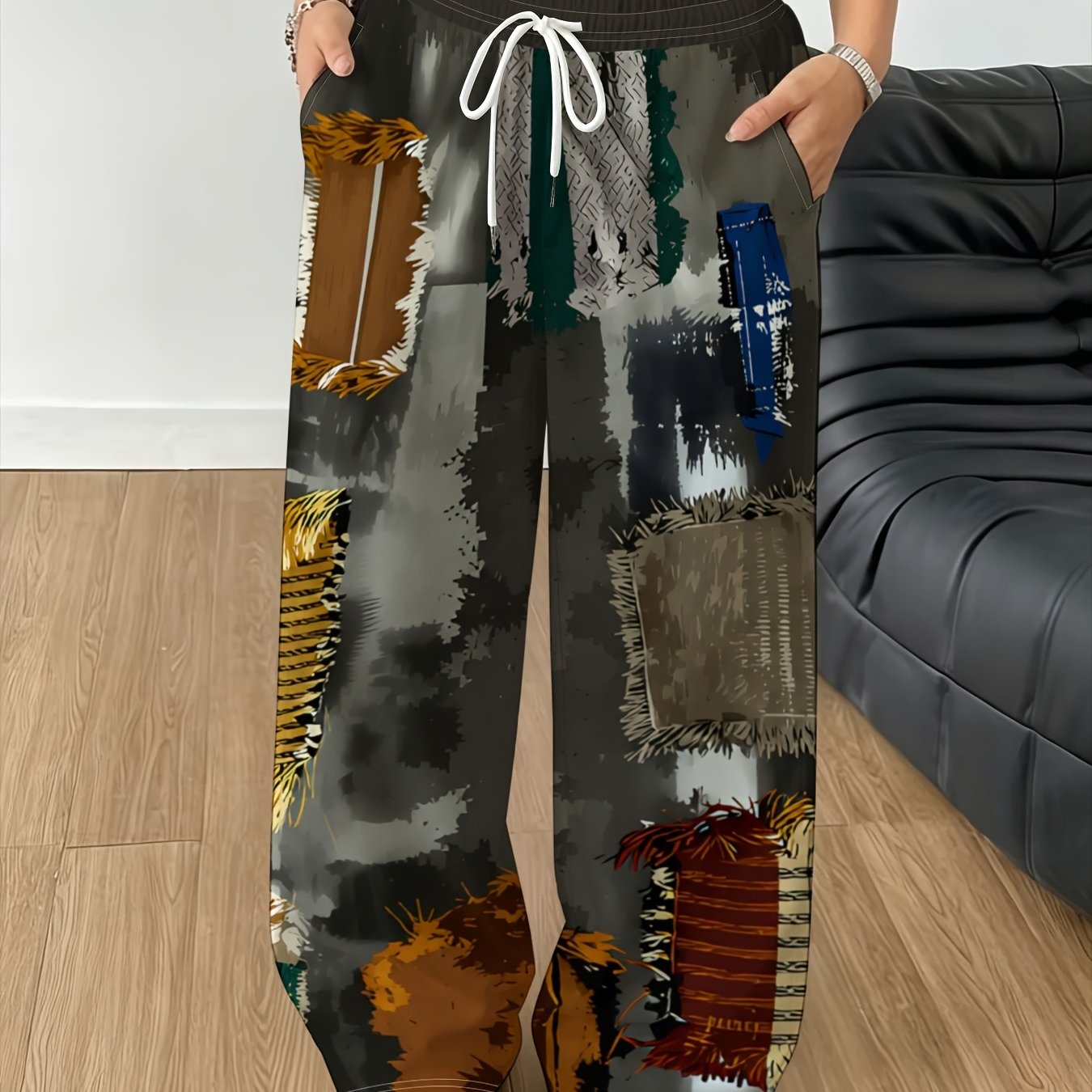 TEMU Distressed Hem Retro Cargo Wide-leg Casual Trousers, Street Trendy Niche Casual Pants