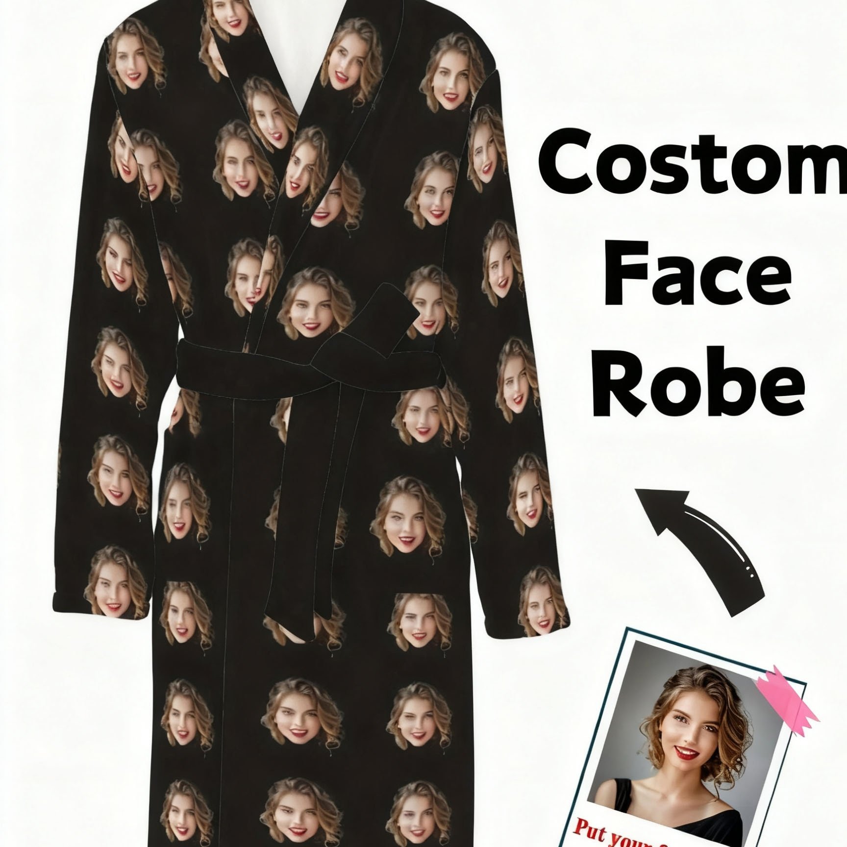 TEMU Men's Personalized Full-body Print Pajama Robe - Deep Nightgown With Belt, Loose-fit Sleepwear Suitable For , Machine Washable & Style
