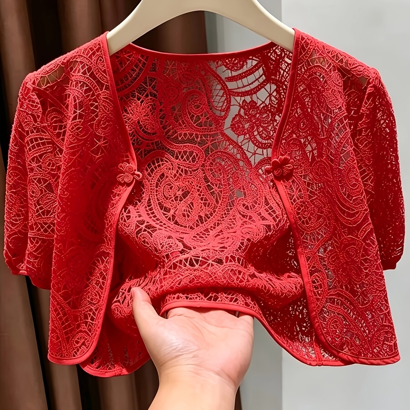 TEMU New Women's Elegant Summer Hollow Short Jacket