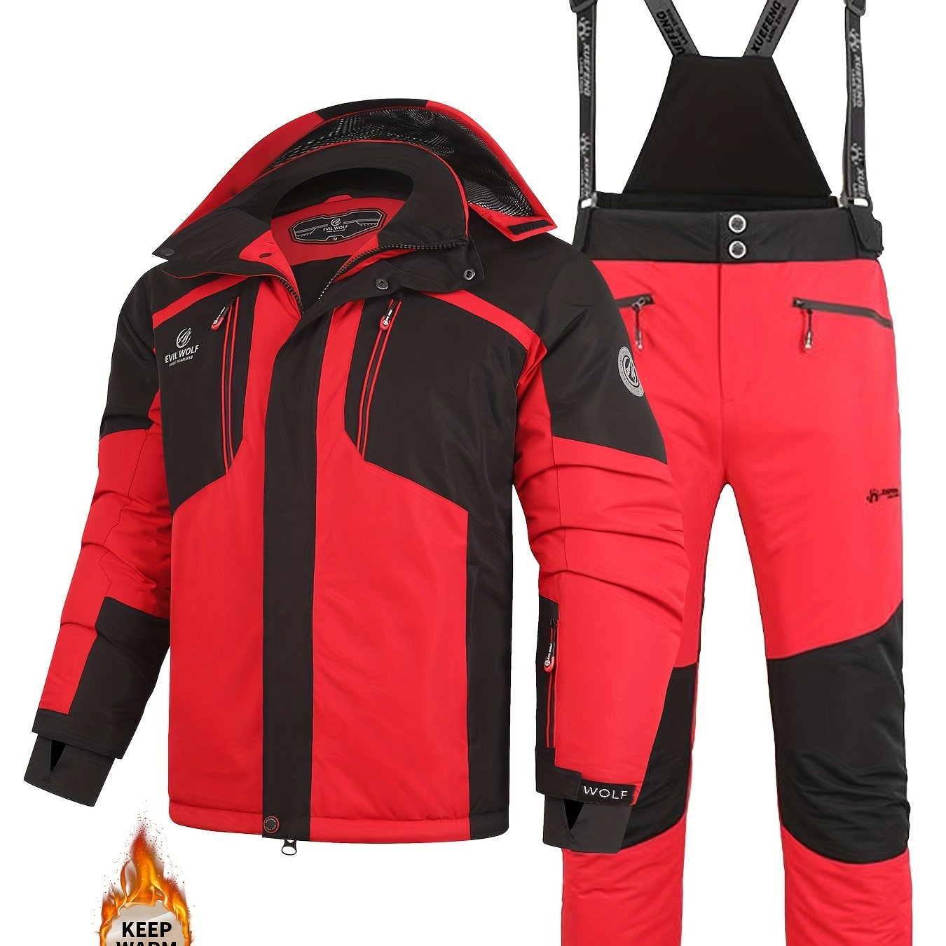 2025 New Autumn-winter Men's Warm Suit Set, Casual Outdoor Pants With Removable Adjustable Back Strap Style, And Versatile
