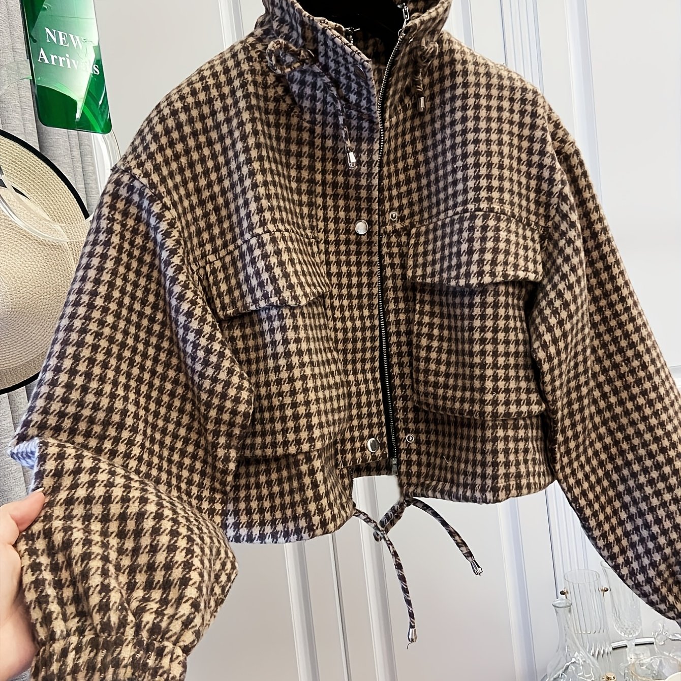 TEMU 7228 Design- Retro British Collar Short Length Zipper Women's Jacket Top Spring Autumn Loose Oversized Coat Women [plmm]