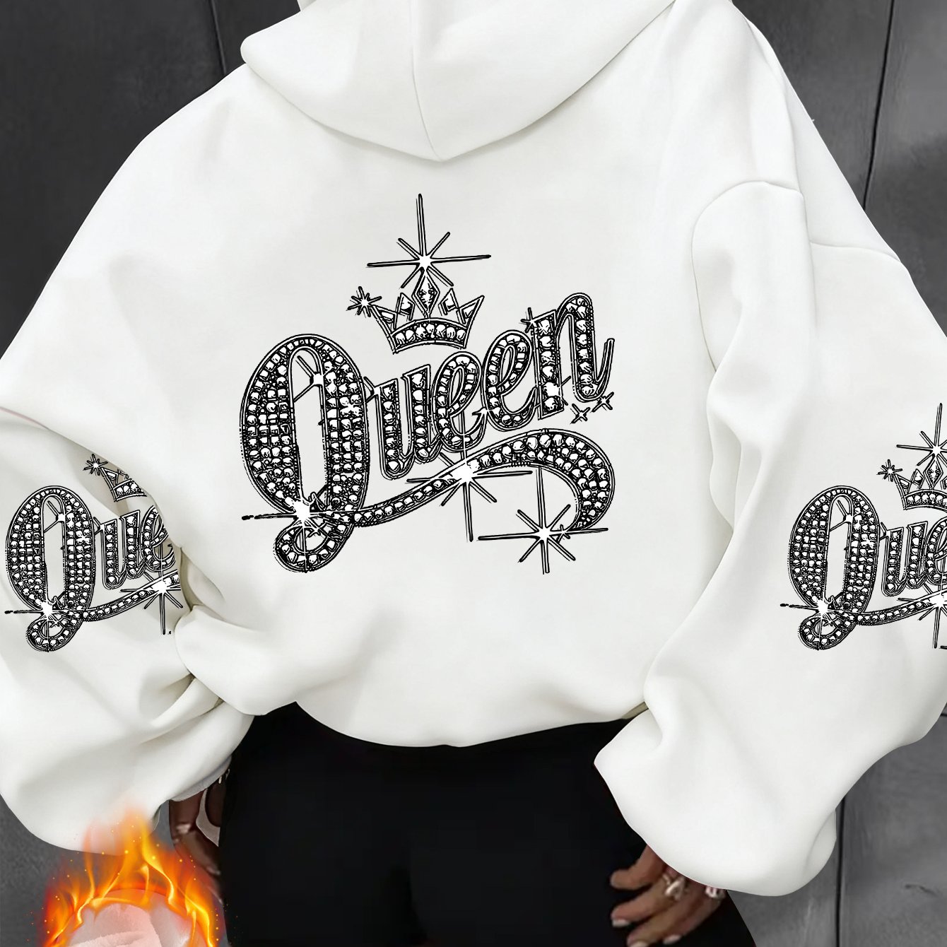 TEMU This Women's Casual Sports Hoodie For Autumn And Winter Features A Unique And Fun 'queen' Letter And Crown Print Design. It Combines , Leisure,