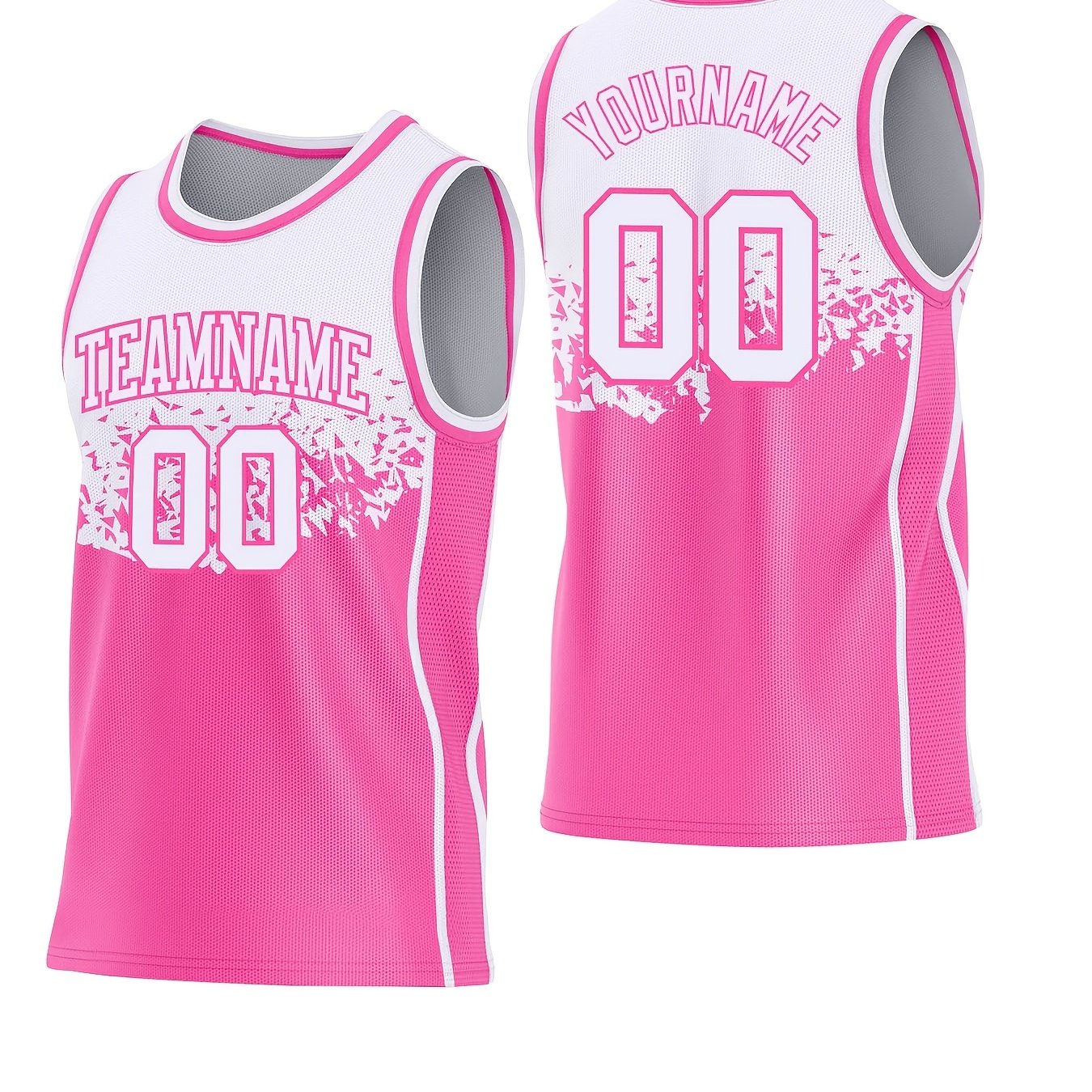 TEMU Personalized Custom -block Textured Pattern Basketball Jersey, Custom Team Name And Number Sleeveless Sports Vest, Unique Custom Commemorative