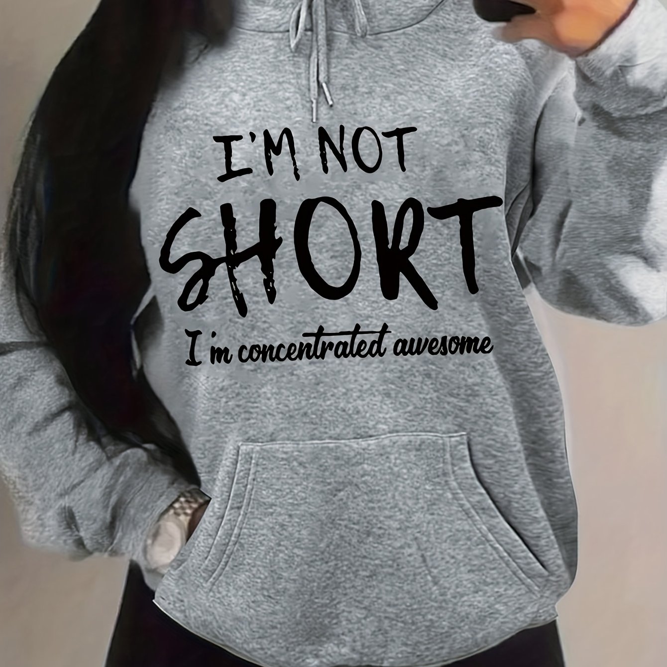 TEMU Letter Print Hooded Sweatshirt For Autumn And Winter, Women's Clothing