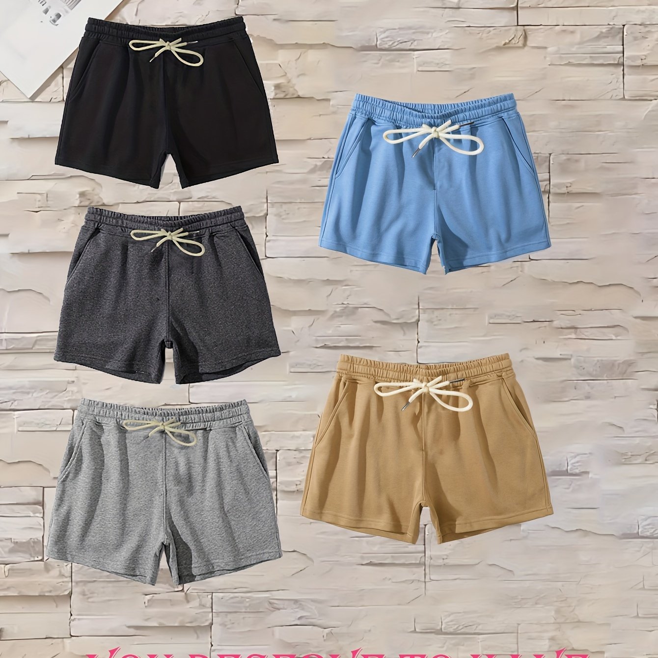 TEMU Men's Trendy Fashion Sports Shorts - 5 Piece Set