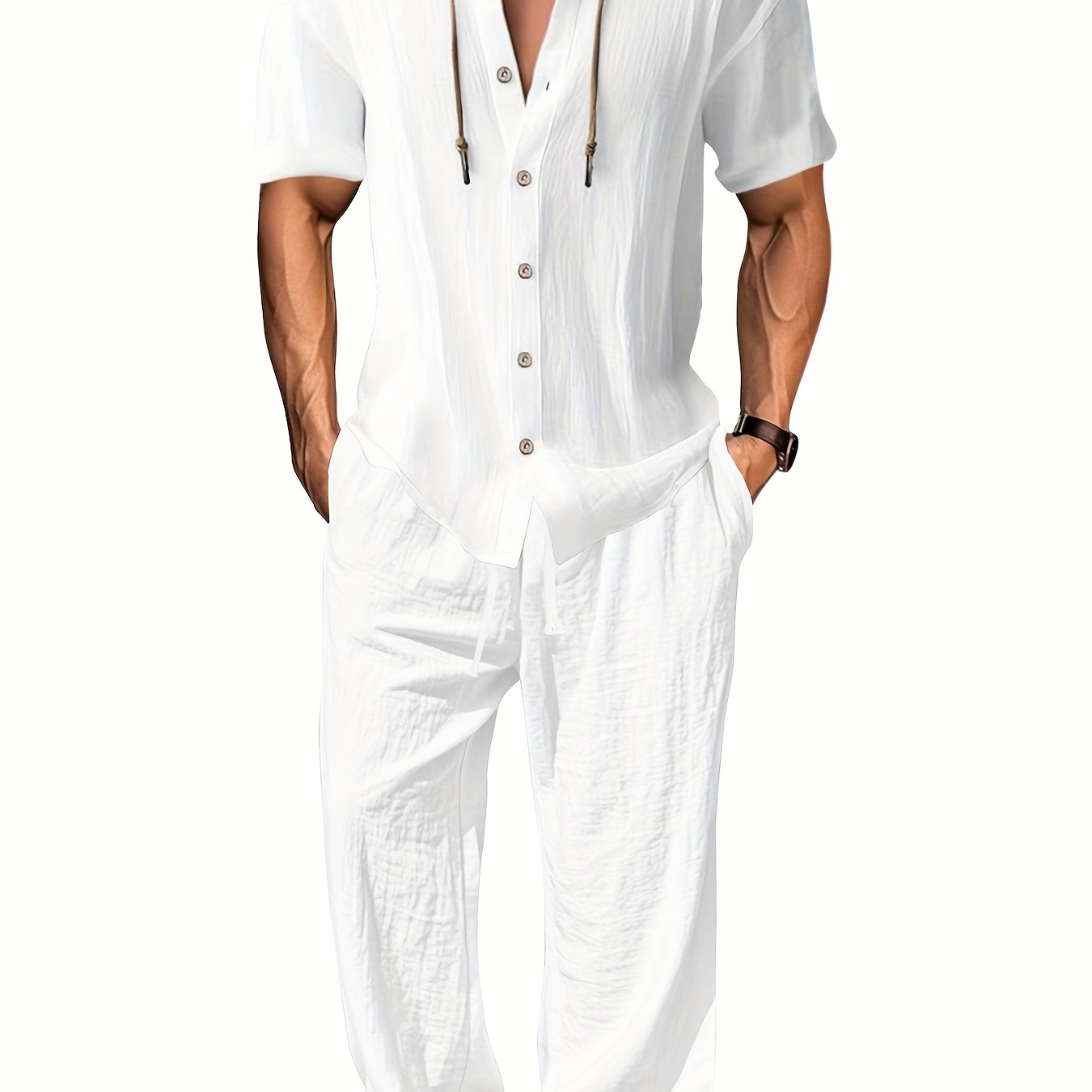 Men's Short-sleeve Linen Suit