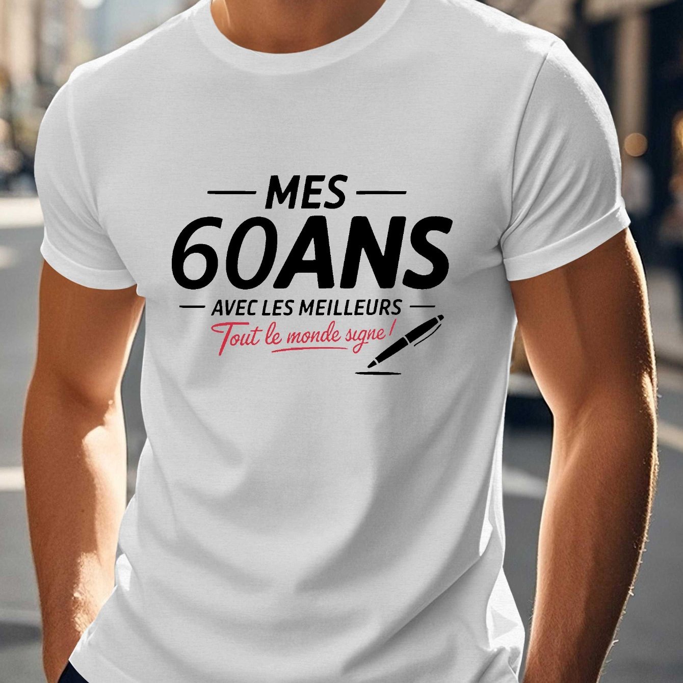TEMU T-shirt Homme Manches Courtes " for 60 Years" - Haut d'Été