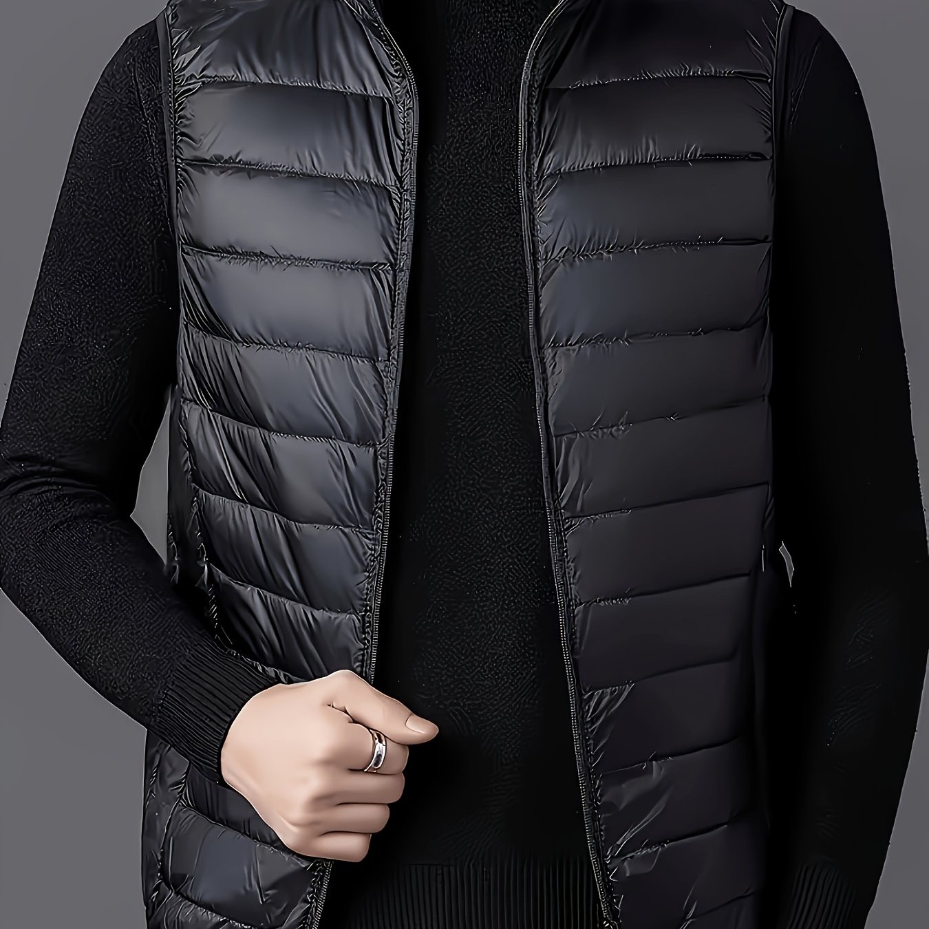 TEMU Men's Autumn/winter Lightweight Padded Vest, Slim-fit And Lightweight, Featuring A Stylish, Simple, And Versatile And Suitable For Outerwear And