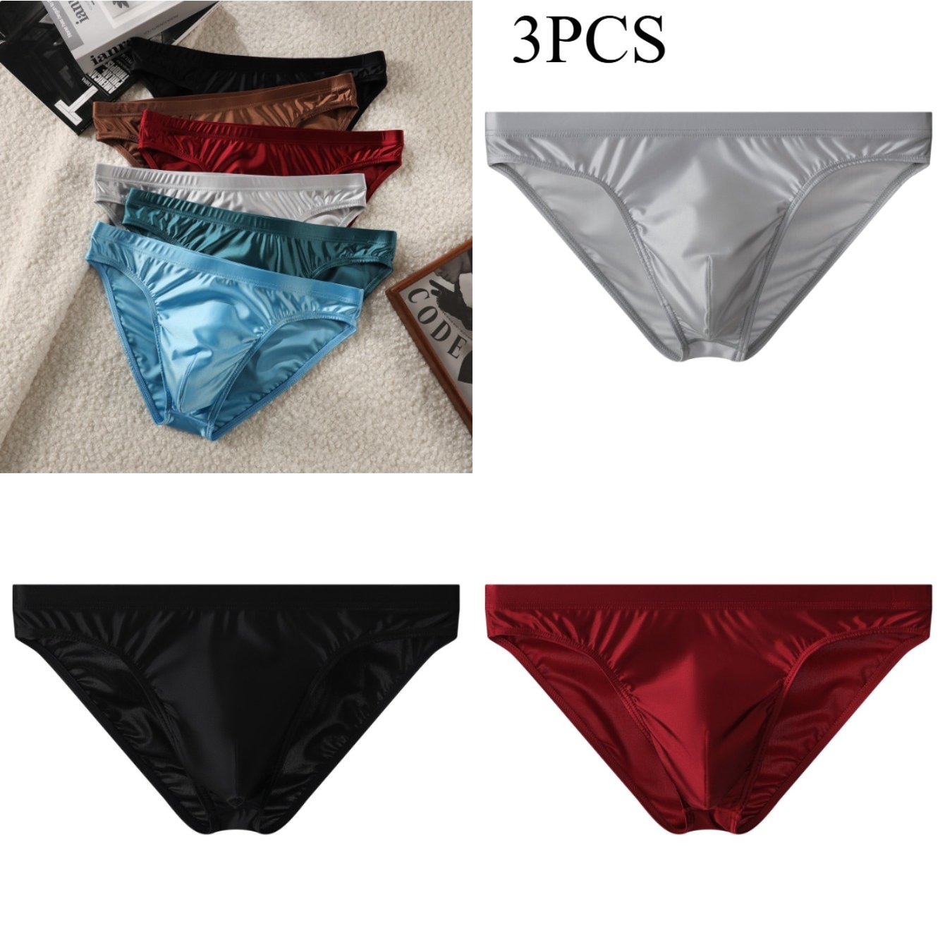 Image of 3pcs Men'-piece Triangle Briefs Quick-dry Youth Low-waist Sports Underwear