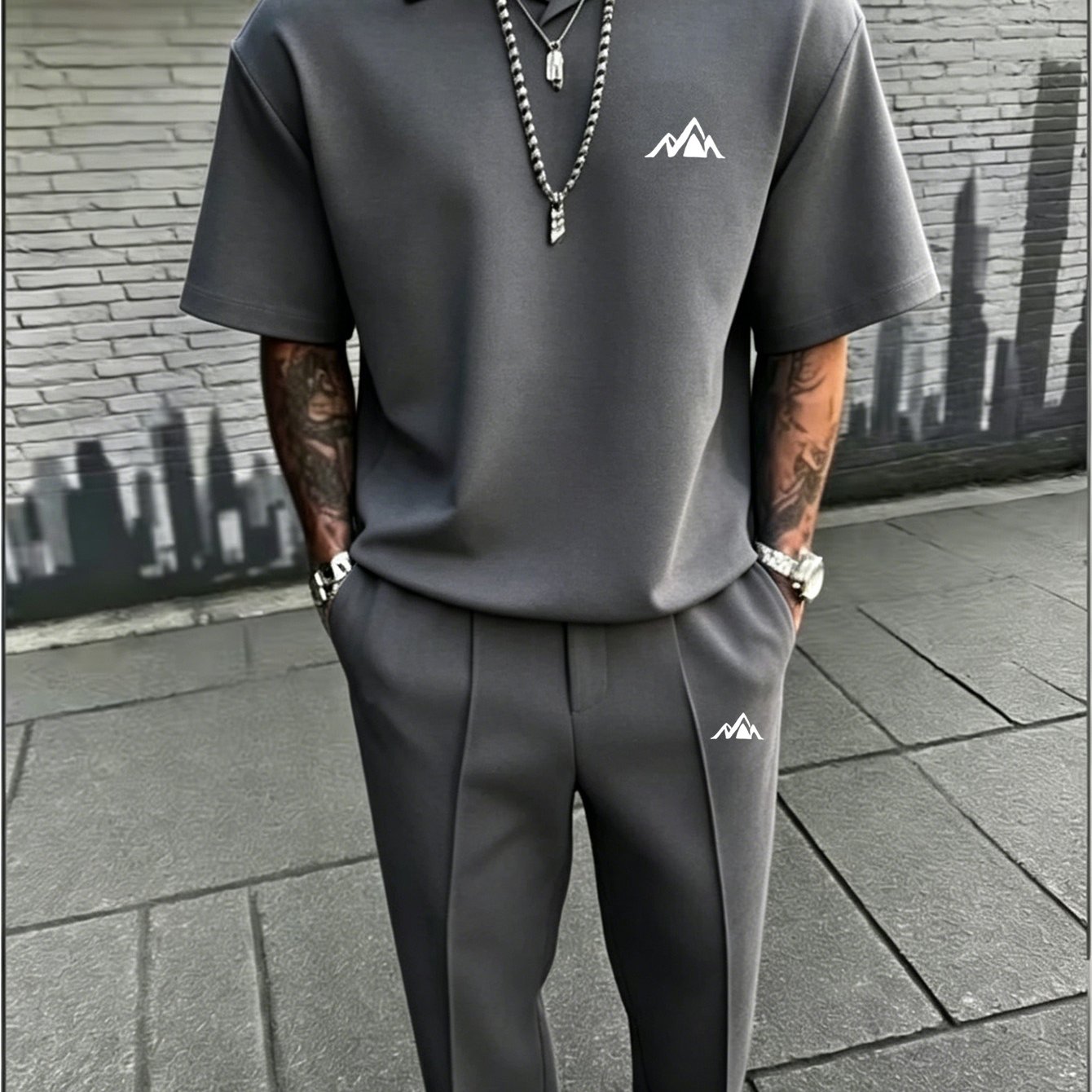 Men's Streetwear Set, Oversized Shirt & Slim-fit Pants, Chic Minimalist Outfit For Casual & Smart Casual Occasions