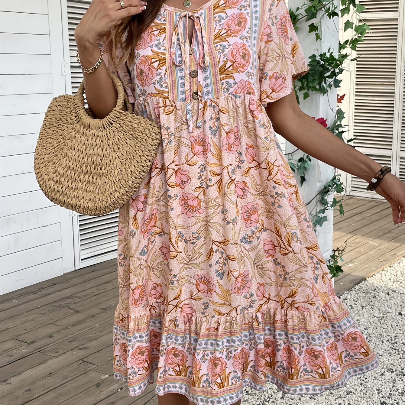 Plus Size - Plus Size - Targeted Development Floral Print Loose Dress