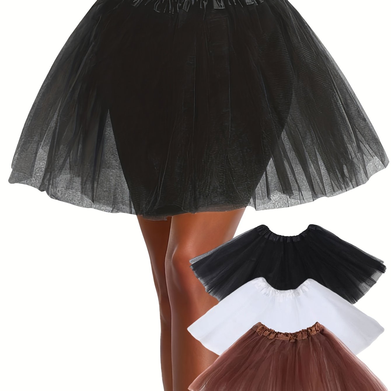 TEMU 3pcs Women's Tulle Skirt Tutu Dress For Ballroom, Party, Holiday Costume Additions Ballet Dance Women's 40cm Short Skirt Adult Petticoat