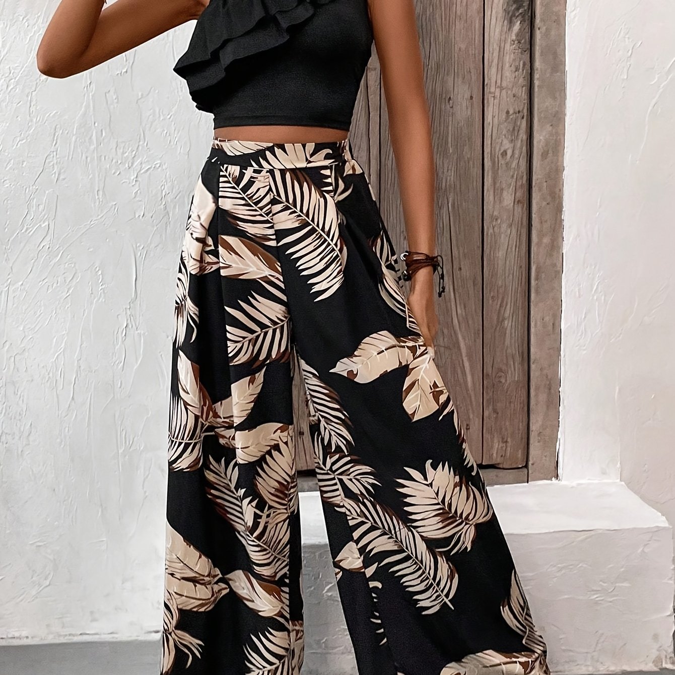 New Fashionable Printed Comfortable Casual Wide-leg Trousers From Europe And America