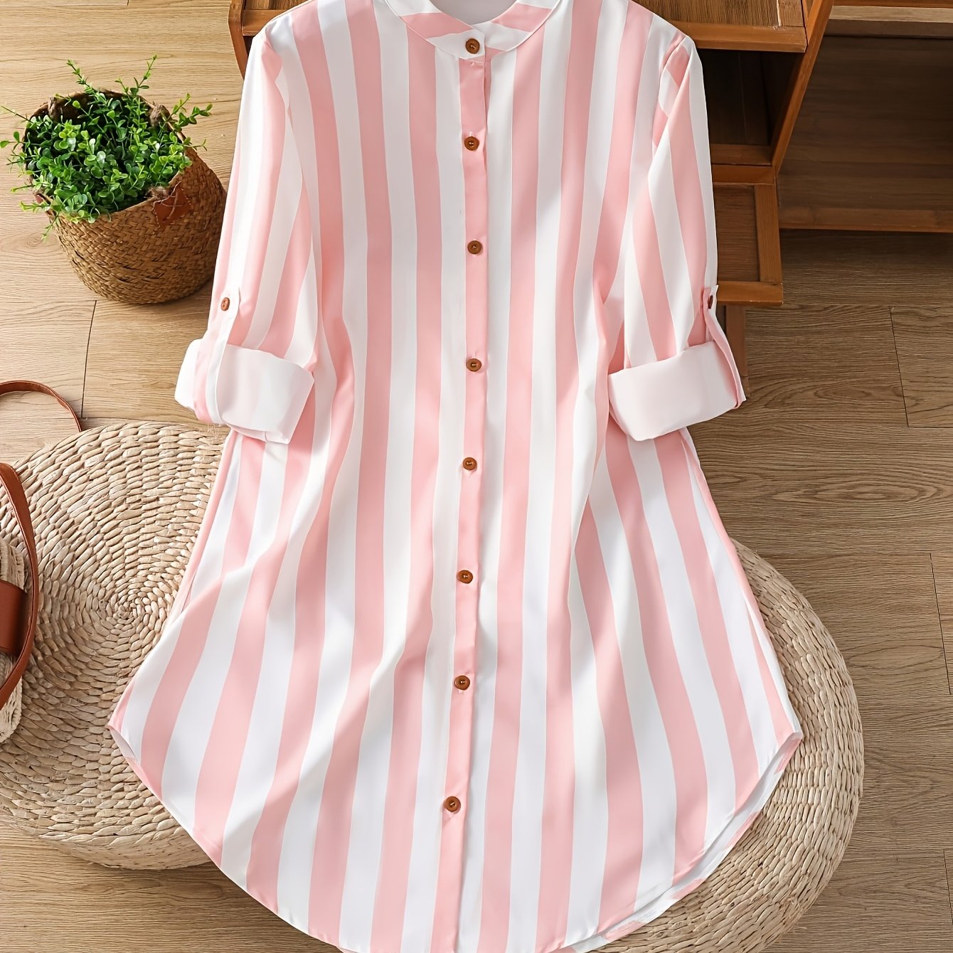 TEMU Women's Fashion Striped Long Shirt