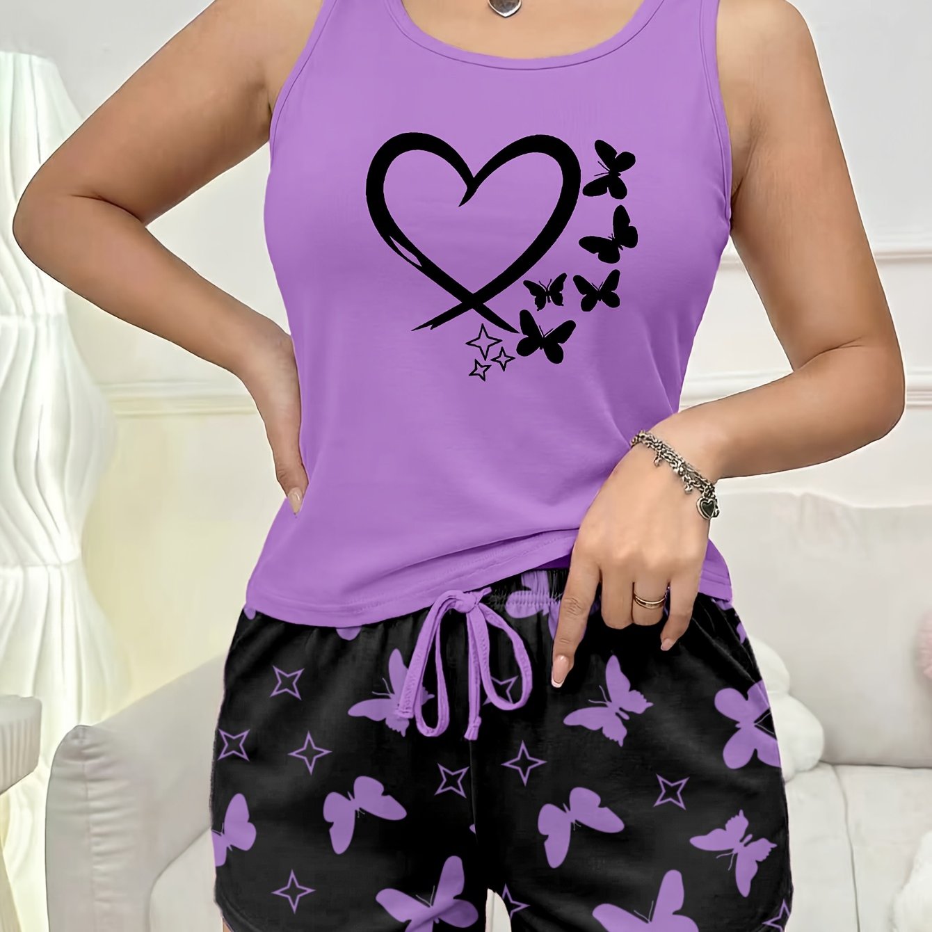 TEMU -print Tank Top Set