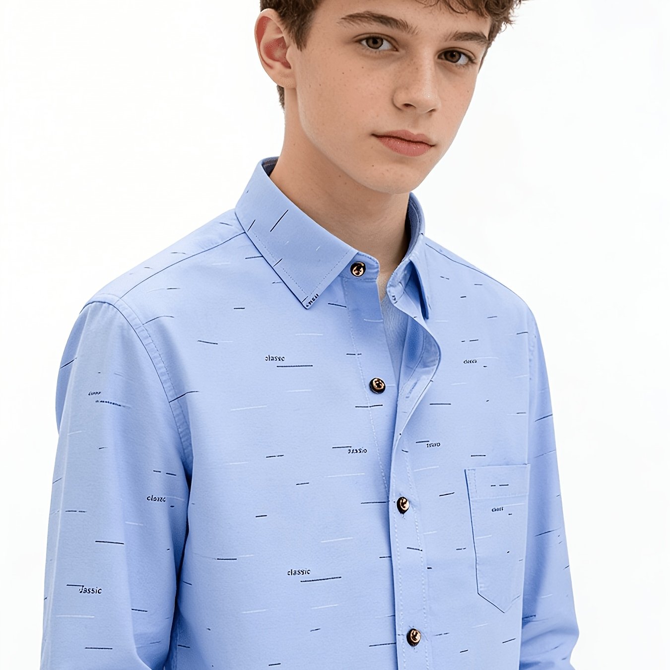 TEMU Teenage White Blue Printed Shirt, , Cool Trendy Shirt, For Teenager