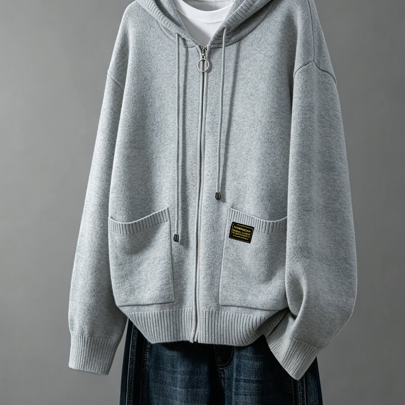 TEMU Cardigan pour femme, veste pull style décontracté printemps/automne, vêtement d'extérieur ample à capuche