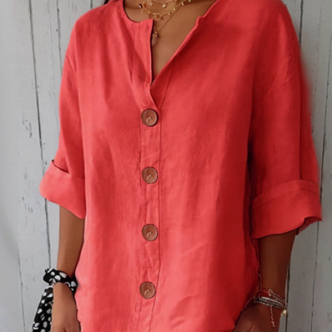 TEMU Women's Tops And Blouses Loose Shirt Women Button T-shirt Top For Women