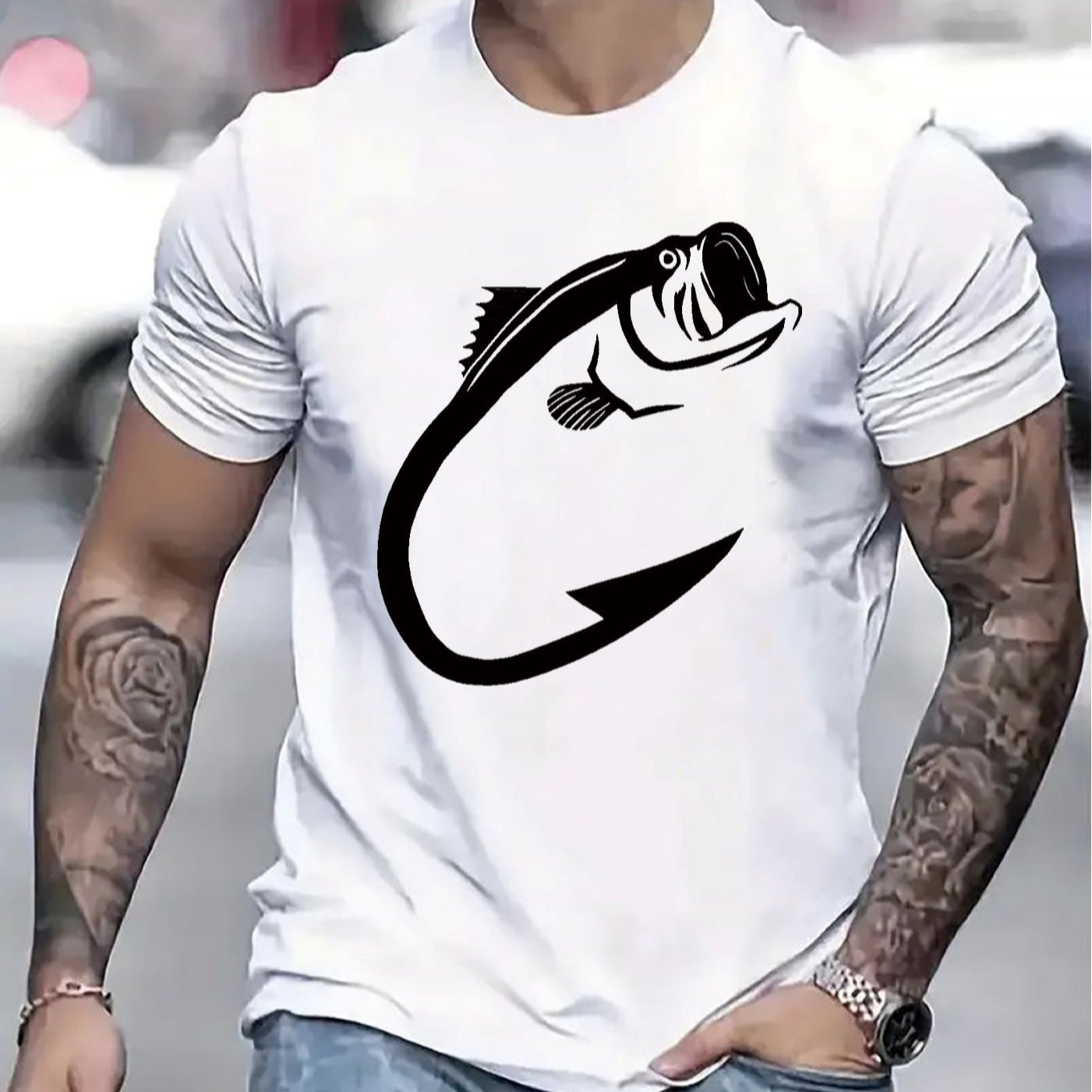 TEMU Men's Casual T-shirt With A Comfortable Round Neck, Short Sleeves, And A Soft, Breathable Fabric, Perfect For Summer And Style, Featuring A