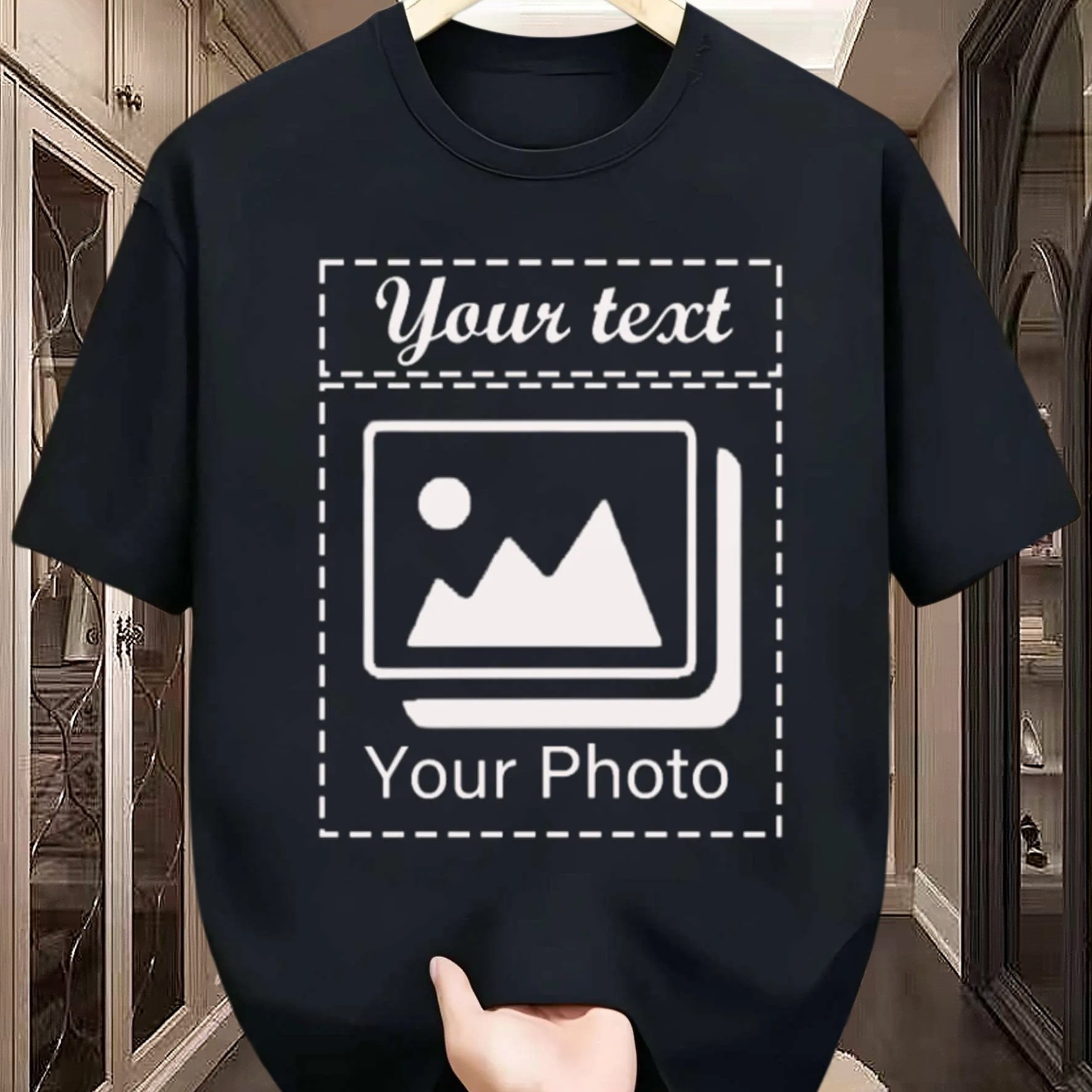 TEMU Customizable T-shirt - Add Your Own Photo/selfie, Soft And Breathable Fabric, Casual Crew Neck Short Sleeves, An Ideal Gift For Men And Women,