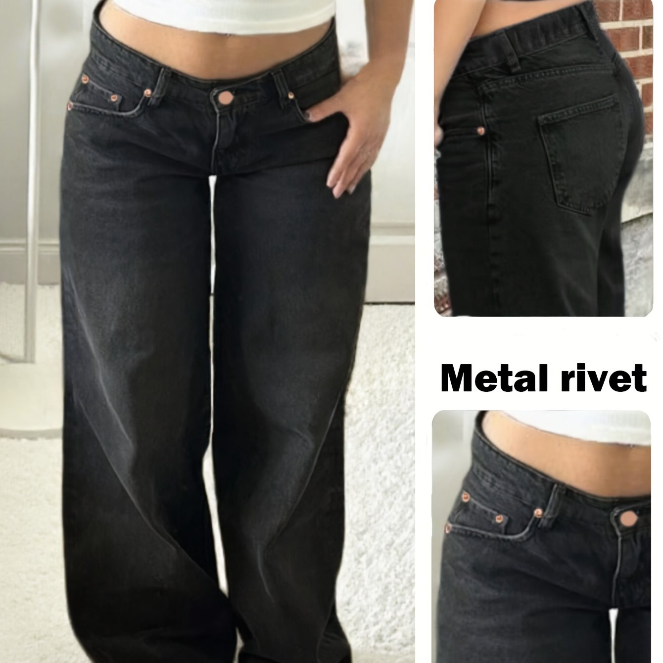 Casual Fashion Low-waist Non-stretch Wide-leg Jeans