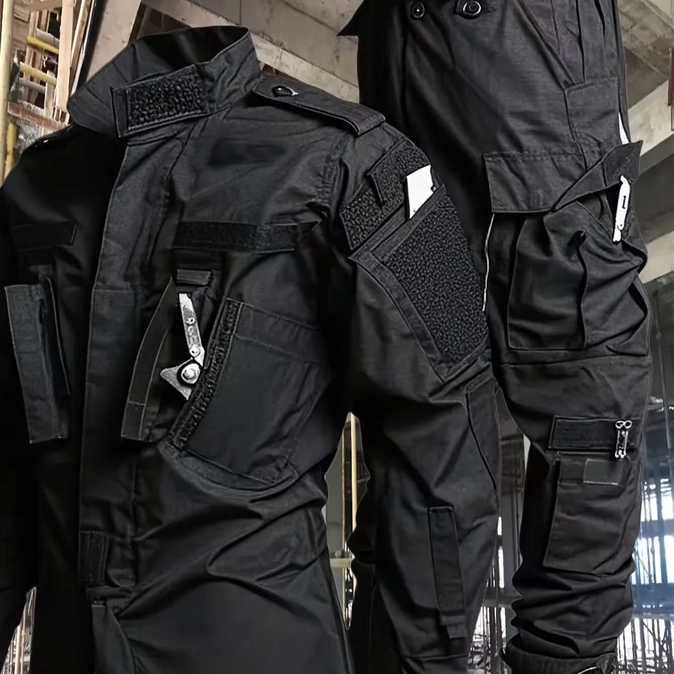 TEMU 2pcs Men's Jacket And Cargo Pants Set - Cargo-style Hunting Suit , Technology, Multiple Utility Pockets - Heavy-duty Outdoor Gear For Hunting,