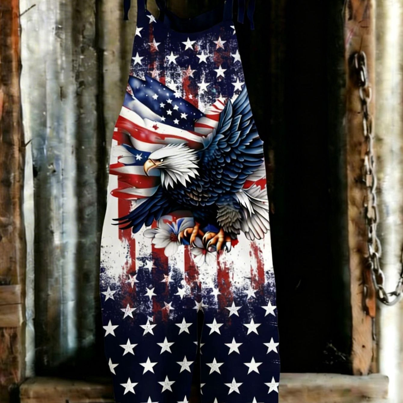 Image of New Arrival Navy 3d Bald Vintage Distressed Print Design Overalls, Casual Comfortable & Cool Summer Overalls For Women, Versatile Streetwear & With Special Fabric And Print