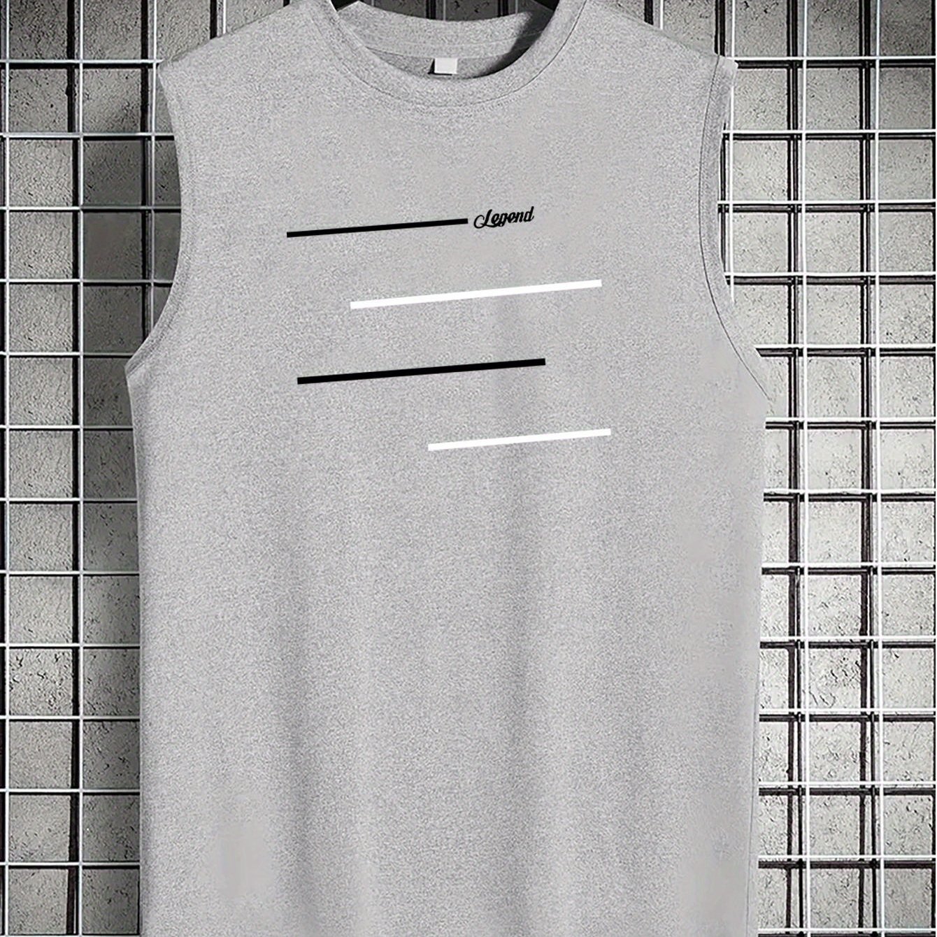 TEMU Spring/summer American-style Fashion Brand Printed Tank Top For Teen Boys, Spring/summer Crew Neck Fashionable Casual Versatile Top