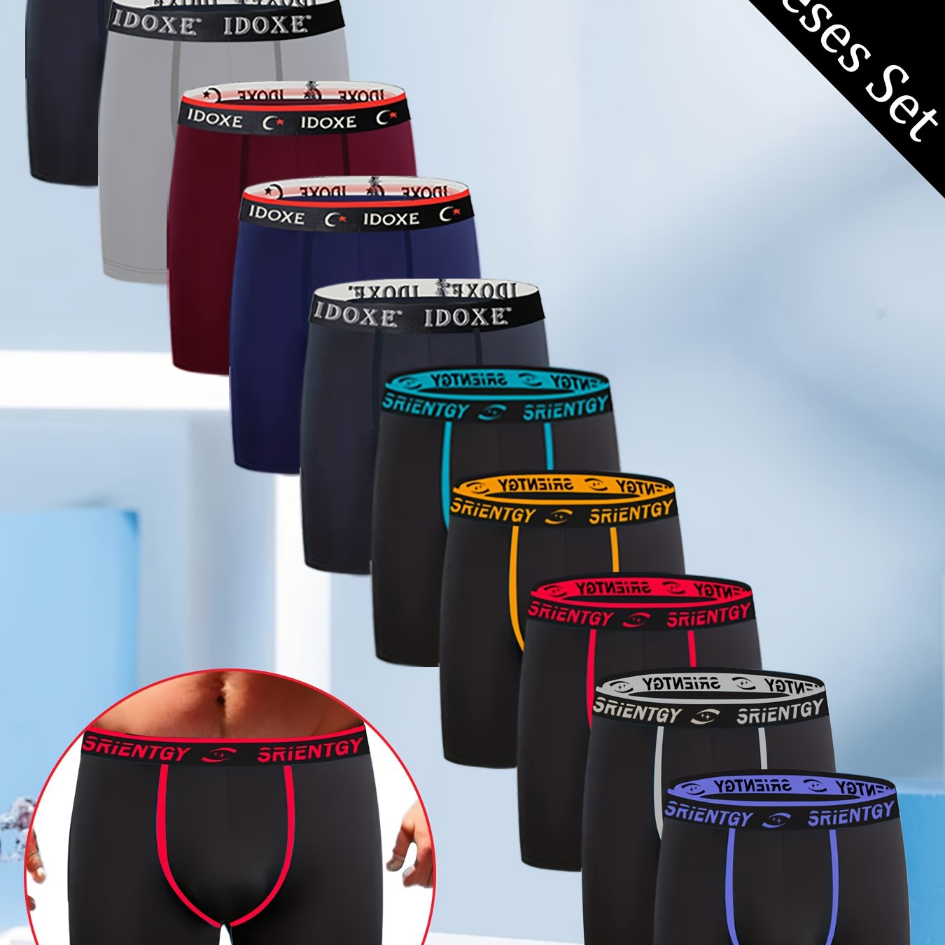 E-shop 10er-Pack Herren Plus Size Slips, Mid-Rise Atmungsaktive Unterwäsche, Bequem Elastisch, Geeignet für Fitnessstudio und Freizeit Herren Slips
